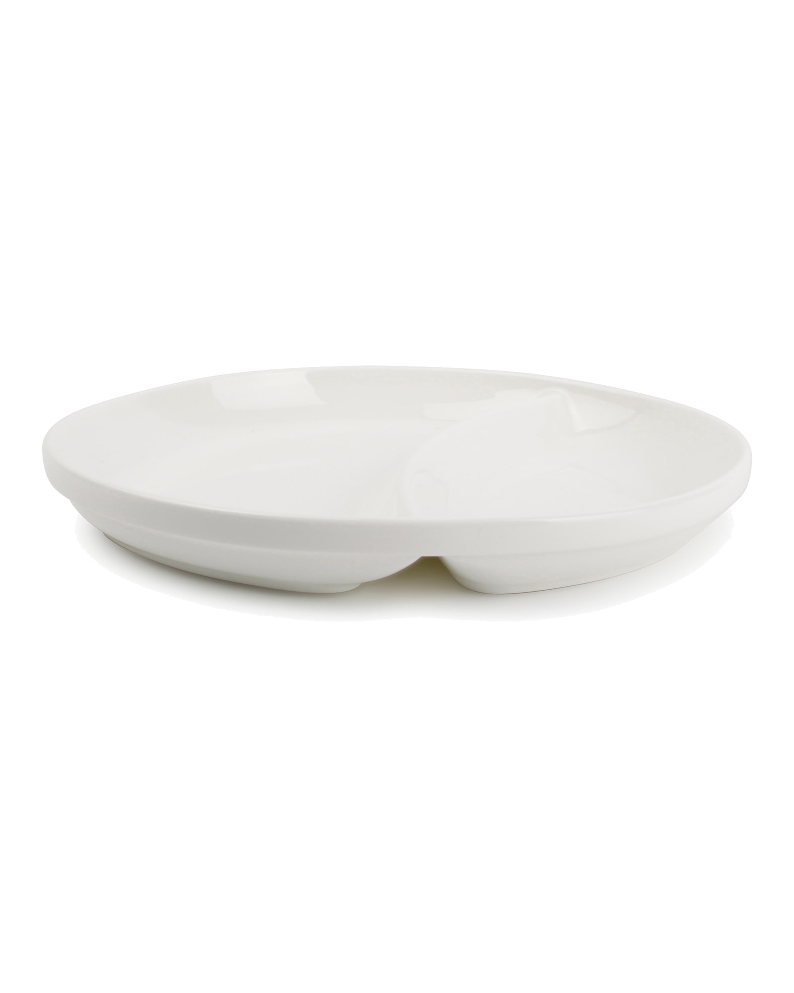 Care Menüteller aus Porzellan, Weiß, Ø 22,5 cm, 2 geschwungene Fächer, Ansicht 2