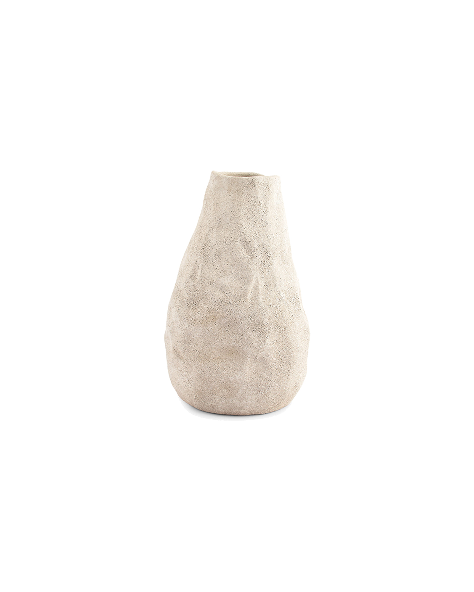 Cave Vase aus Steinzeug, Beige, Ø 14,5 cm, H 22 cm, Ansicht 1