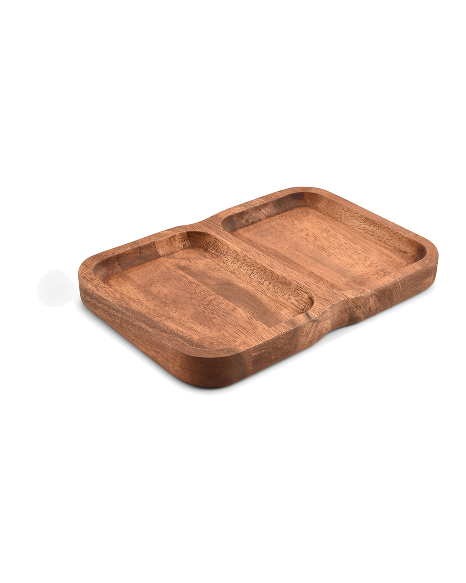 Chop Servierschale aus Holz, 28 × 19 cm, H 3 cm, 2 Fächer, Ansicht 1