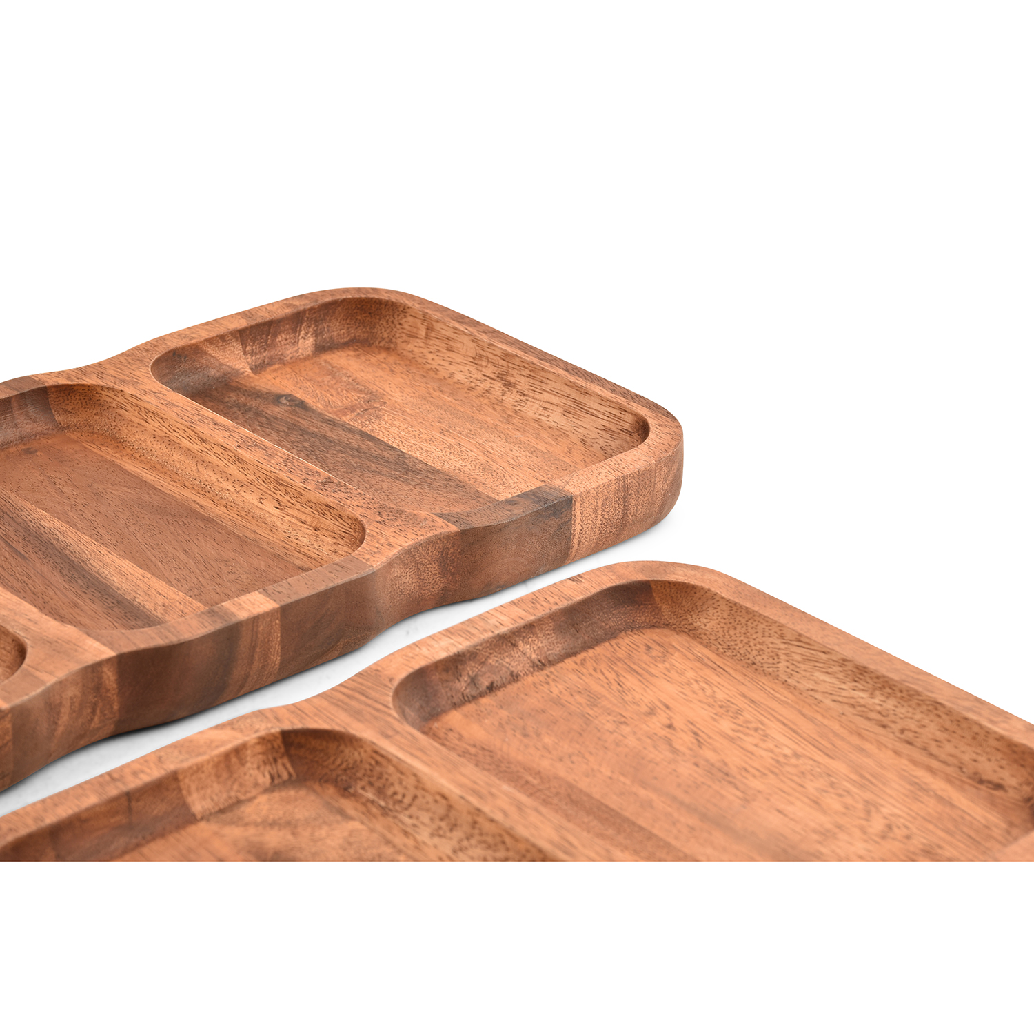 Chop Servierschale aus Holz, 28 × 19 cm, H 3 cm, 2 Fächer, Ansicht 3