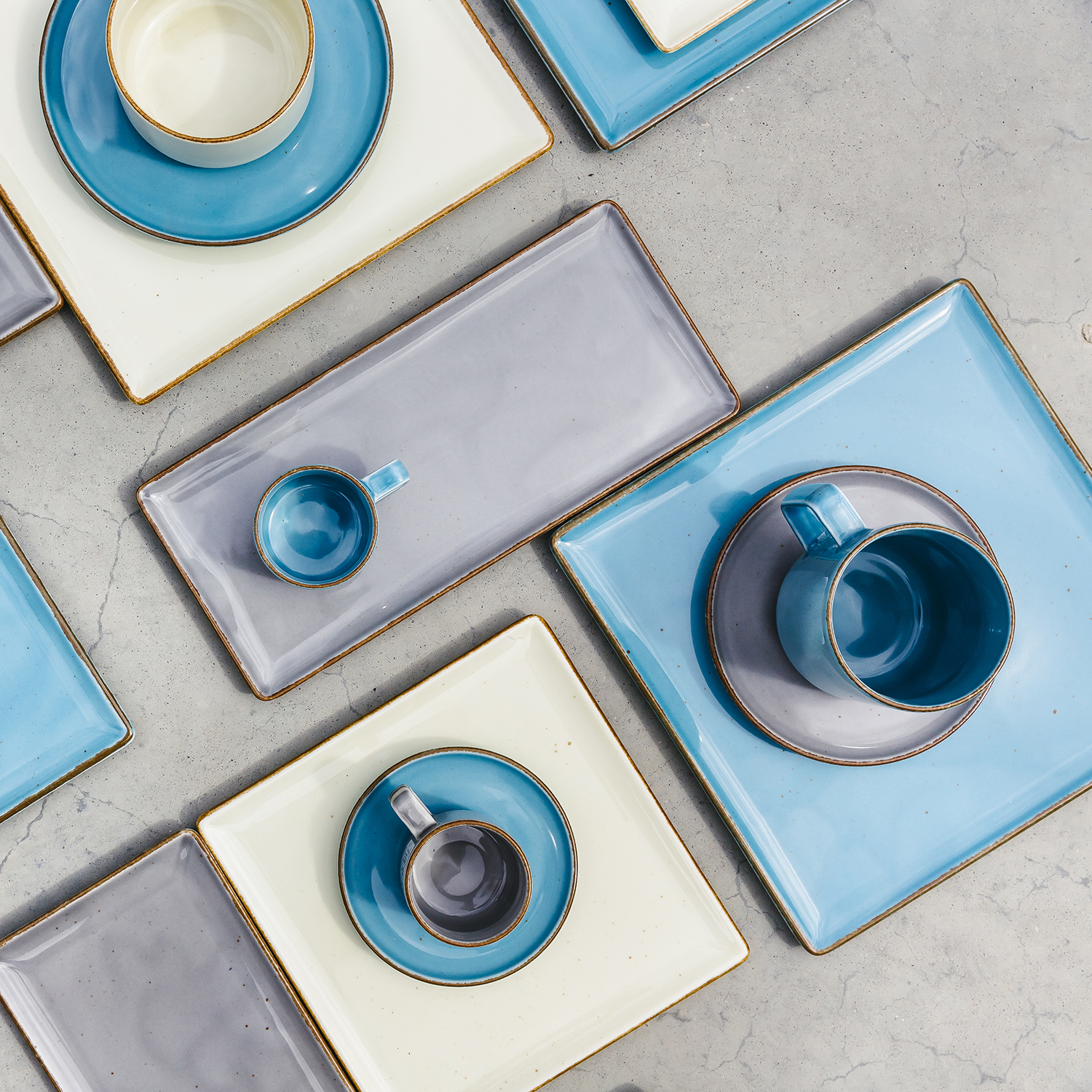 Collect Teller aus Porzellan, Blau, 25,5 × 25,5 cm, Ansicht 3