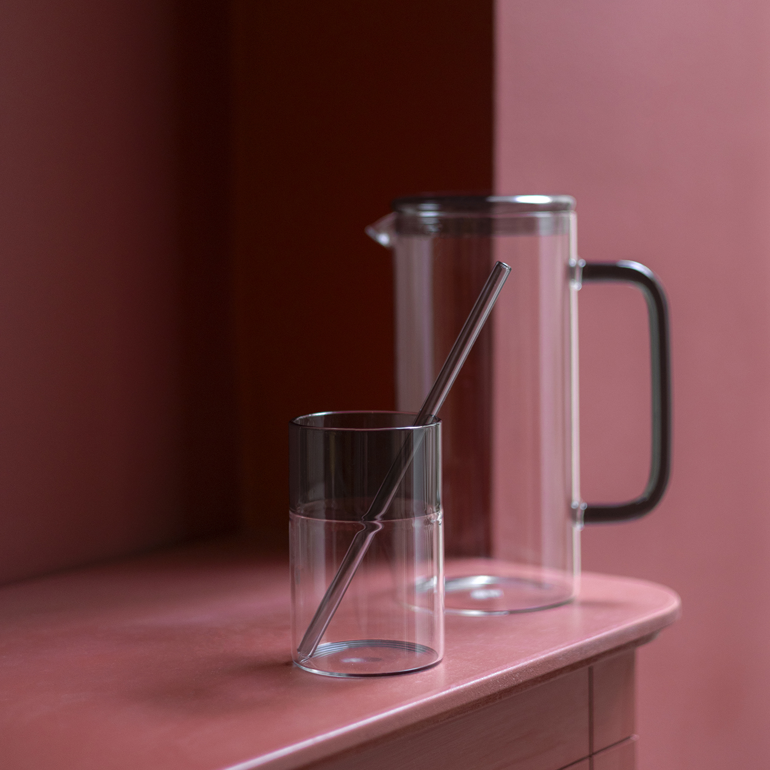 Cruse Trinkhalm aus Borosilikatglas, Glas Grau, L 20 cm, Ansicht 4