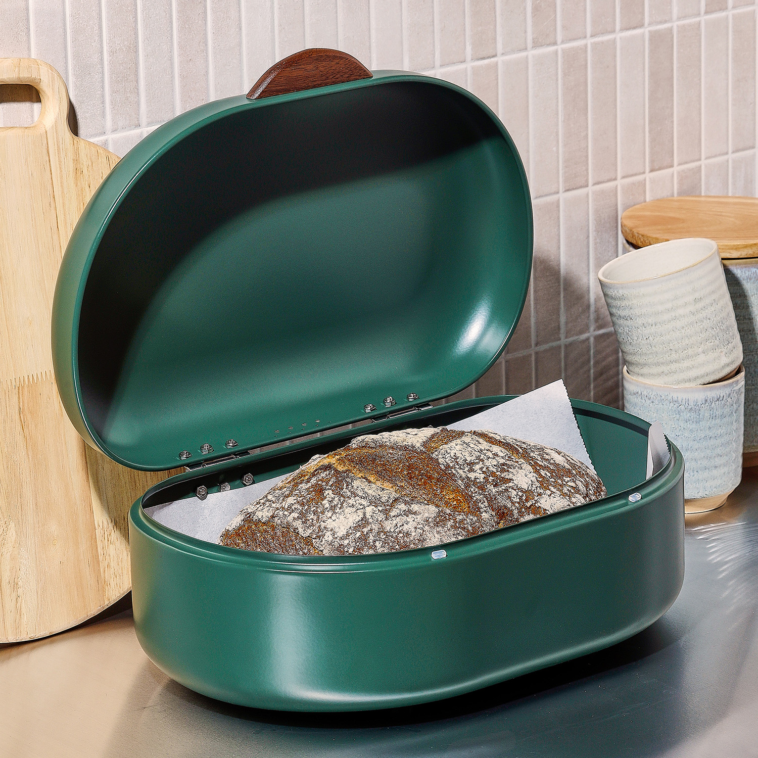 Crust Brotkasten aus Metall, Grün, 40 cm lang, Ansicht 4