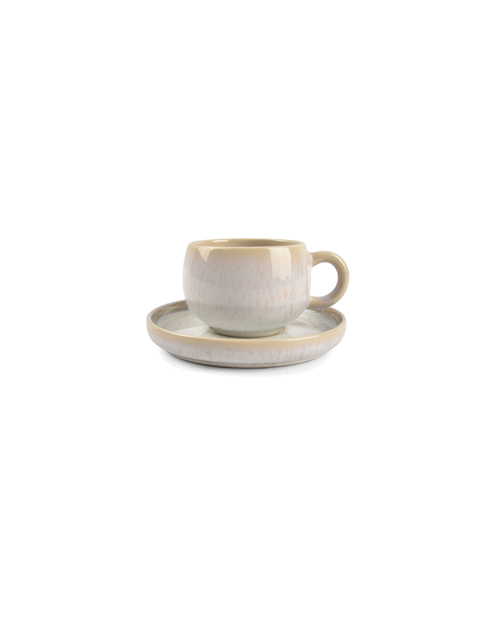Curvy Mokka-Untertasse aus Steinzeug, Perlmutt, Ø 11 cm, Ansicht 3