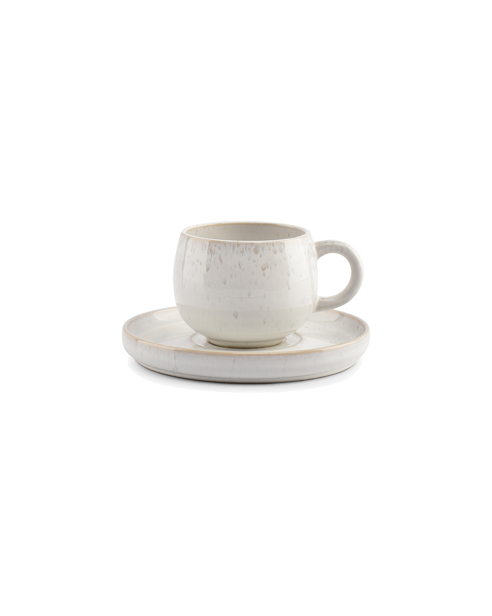 Curvy Untertasse aus Steinzeug, Perlmutt, Ø 14 cm, Ansicht 2