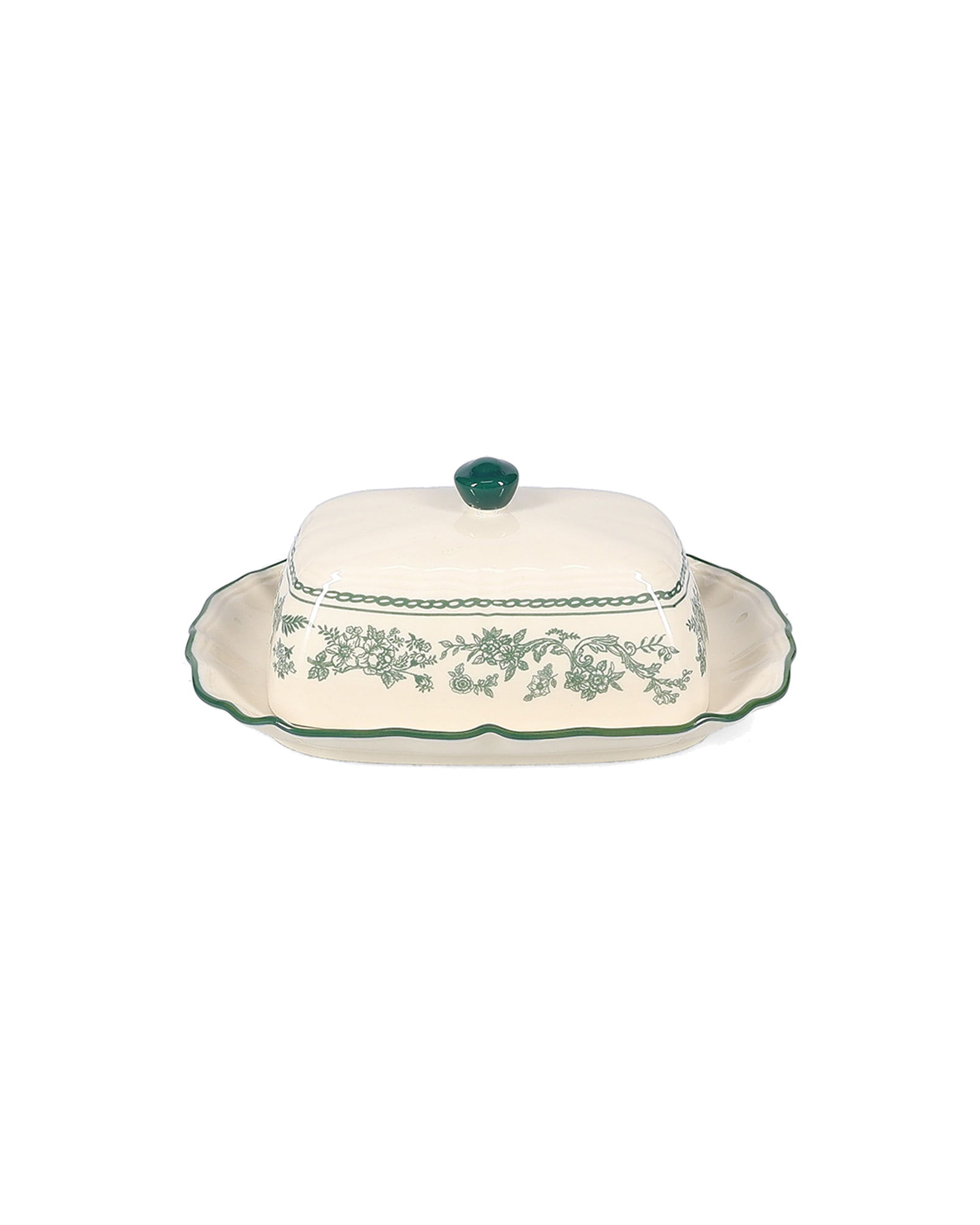 Cyril Butterdose aus Porzellan, Grün, 20 × 14,5 cm, H 8,5 cm, Ansicht 2