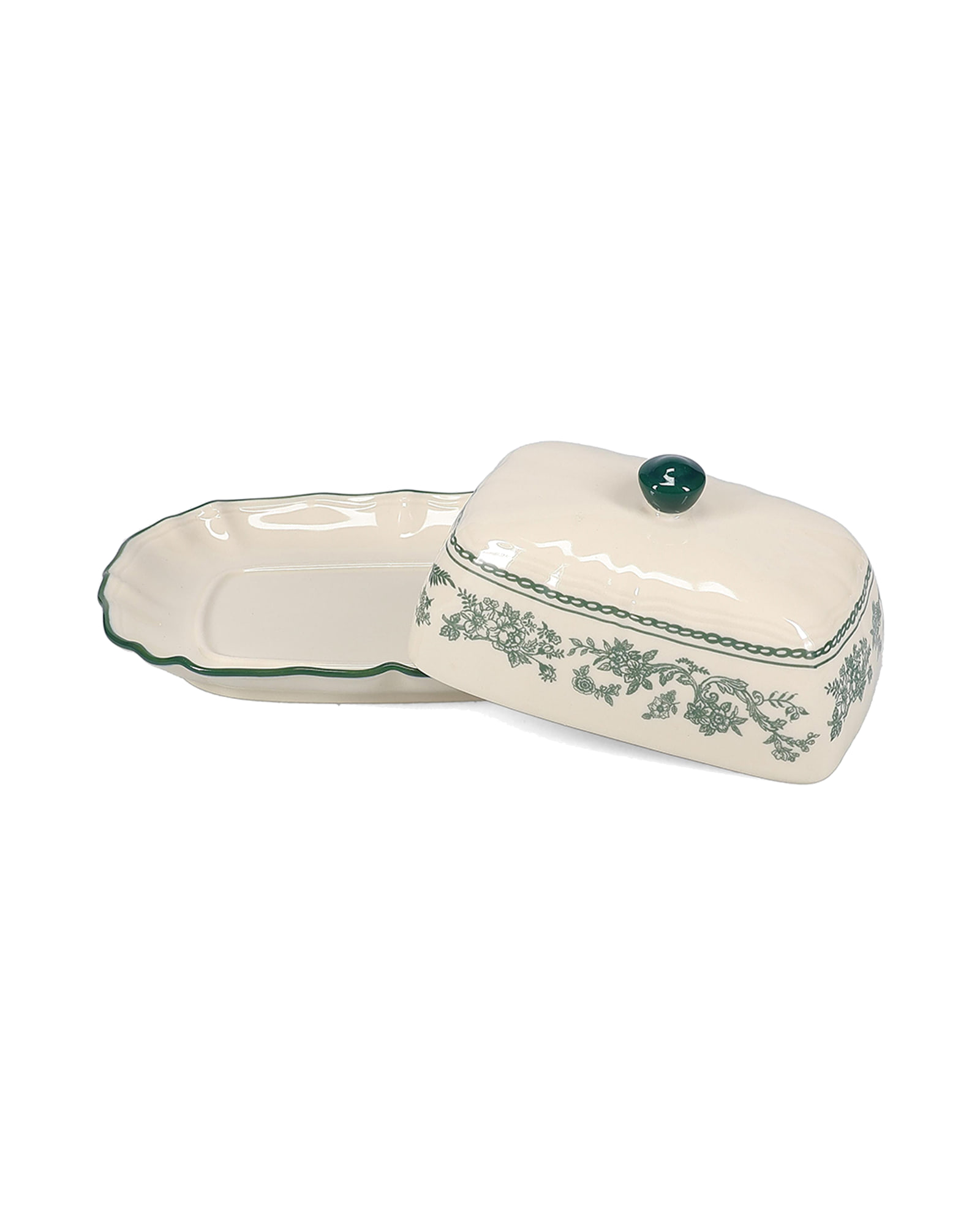 Cyril Butterdose aus Porzellan, Grün, 20 × 14,5 cm, H 8,5 cm, Ansicht 4