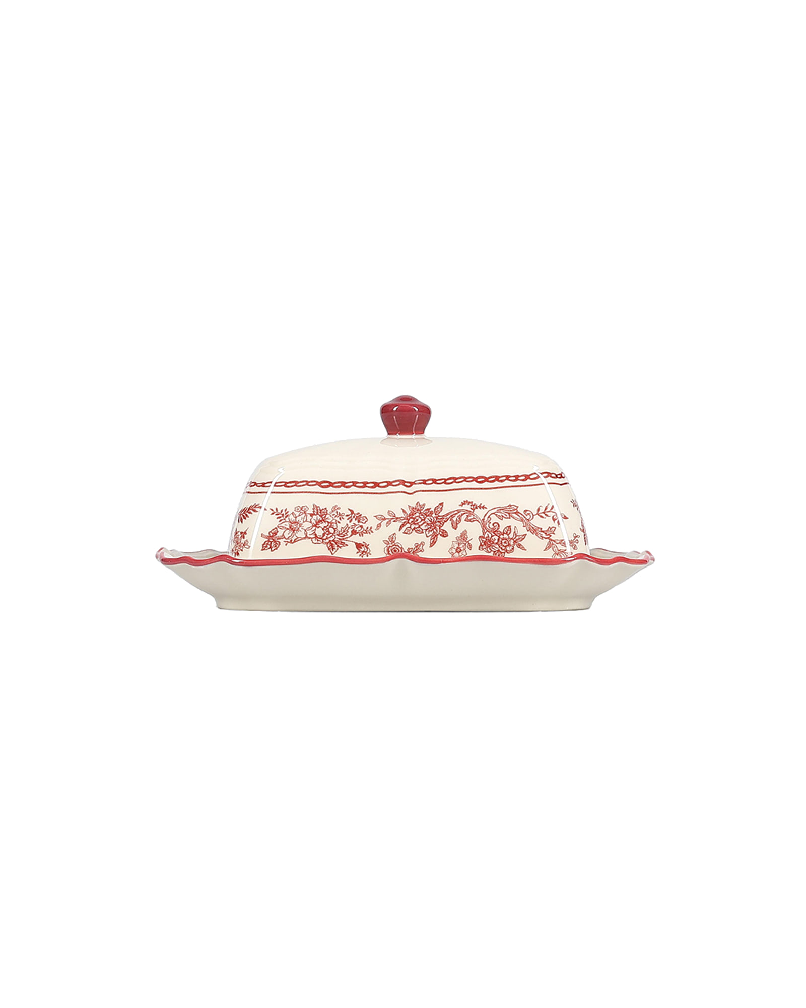 Cyril Butterdose aus Porzellan, Burgunderrot, 20 × 14,5 cm, H 8,5 cm, Ansicht 1