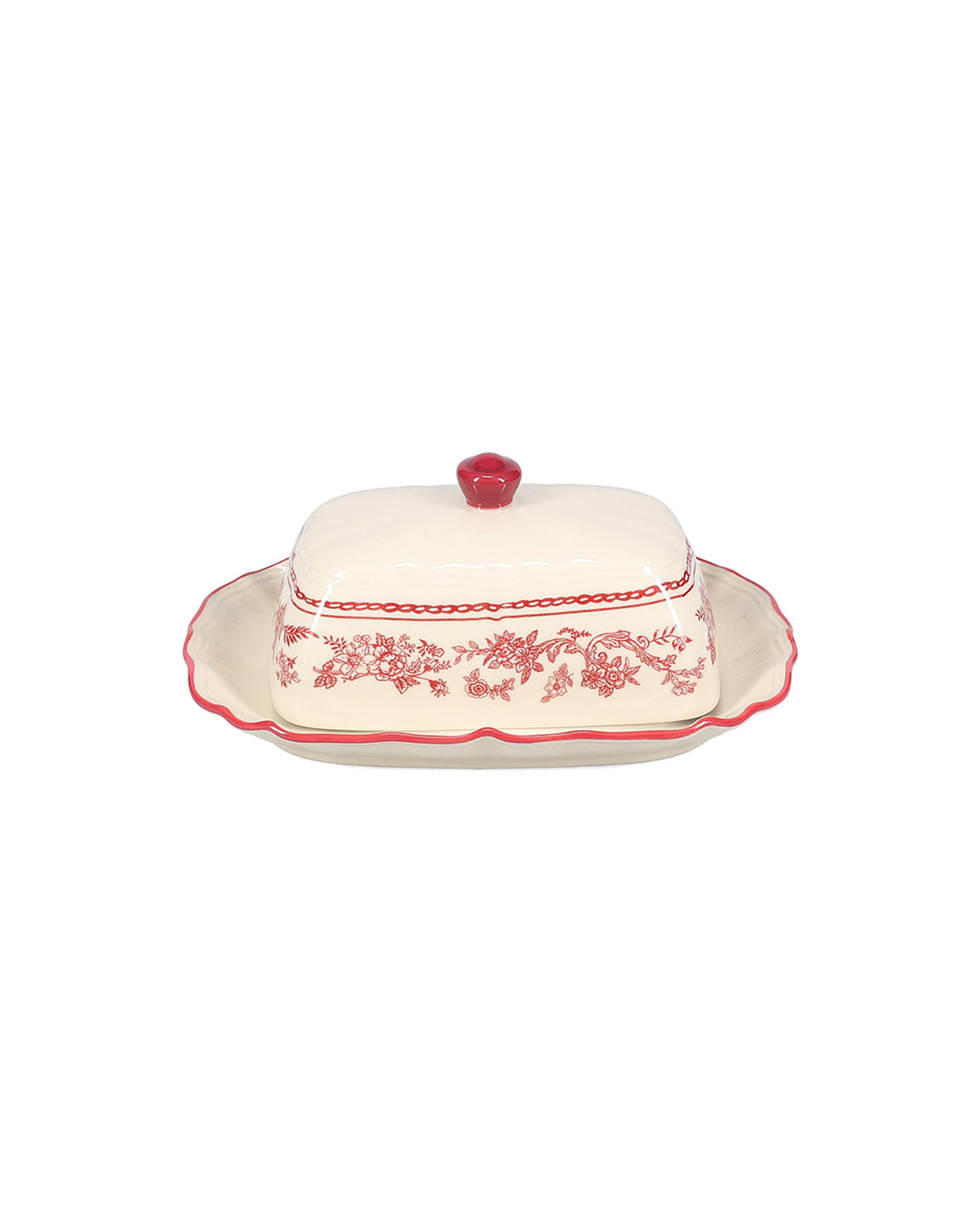 Cyril Butterdose aus Porzellan, Burgunderrot, 20 × 14,5 cm, H 8,5 cm, Ansicht 2