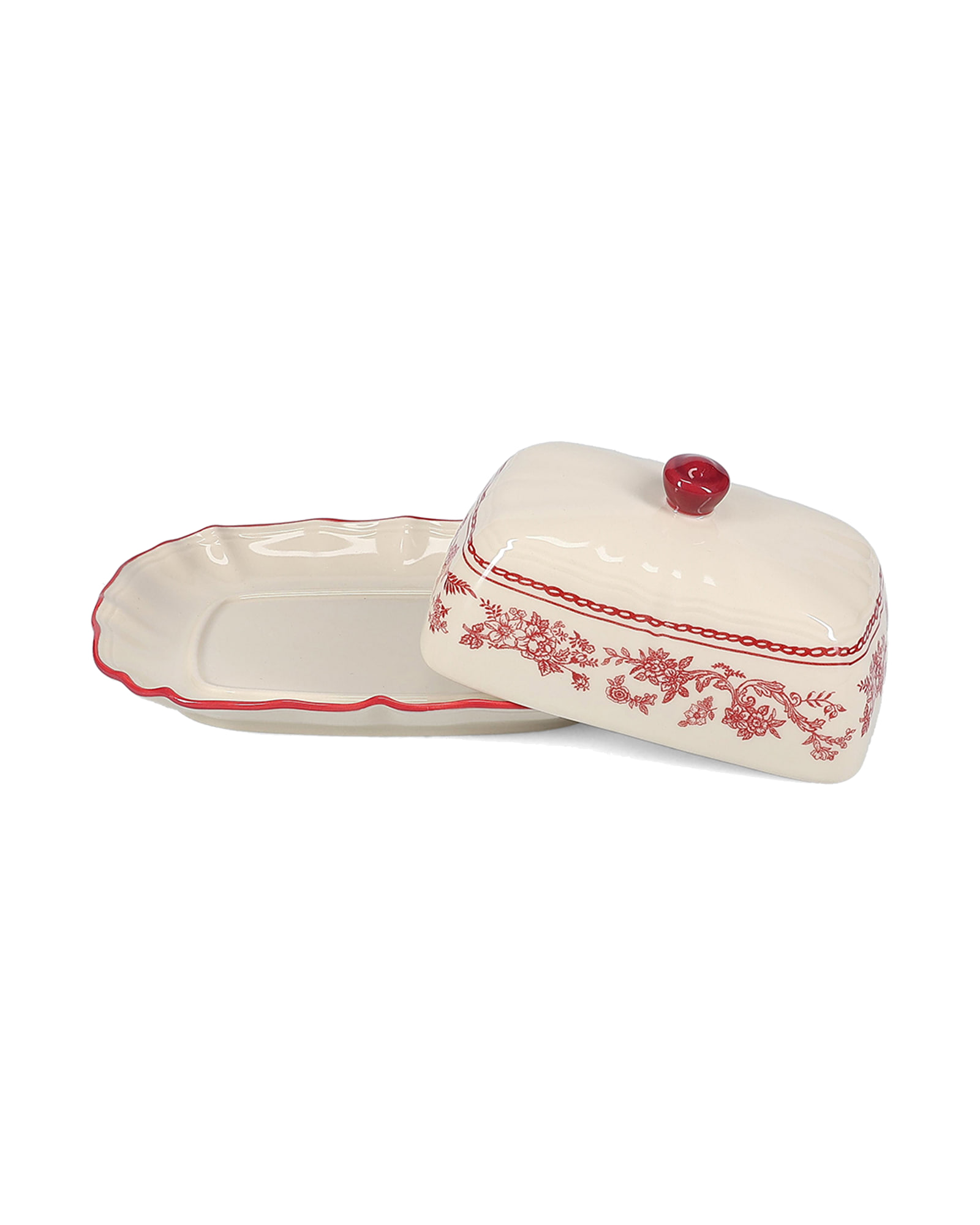 Cyril Butterdose aus Porzellan, Burgunderrot, 20 × 14,5 cm, H 8,5 cm, Ansicht 4