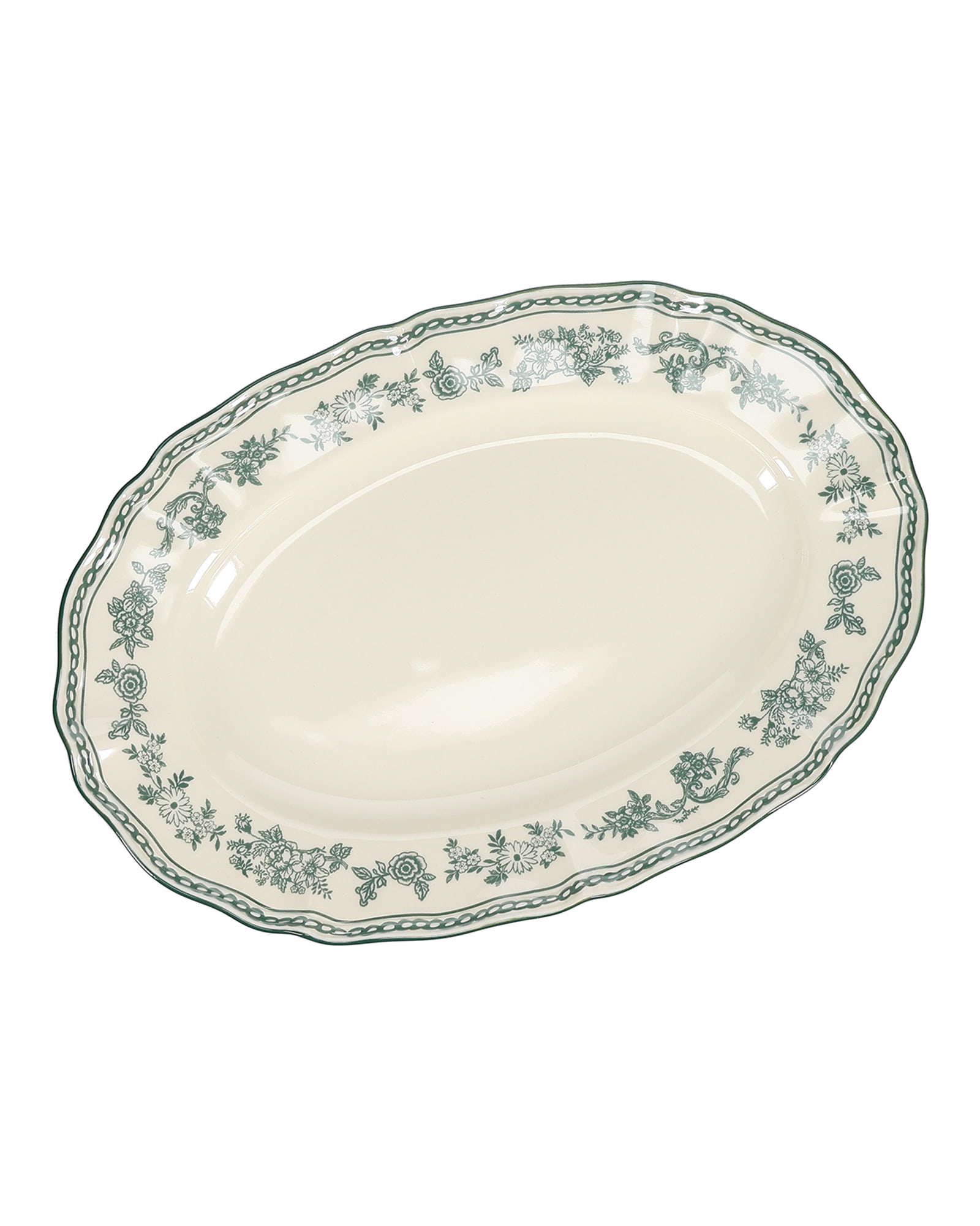 Cyril Servierschale groß aus Porzellan, oval Grün, 32,5 × 22,5 cm, Ansicht 1