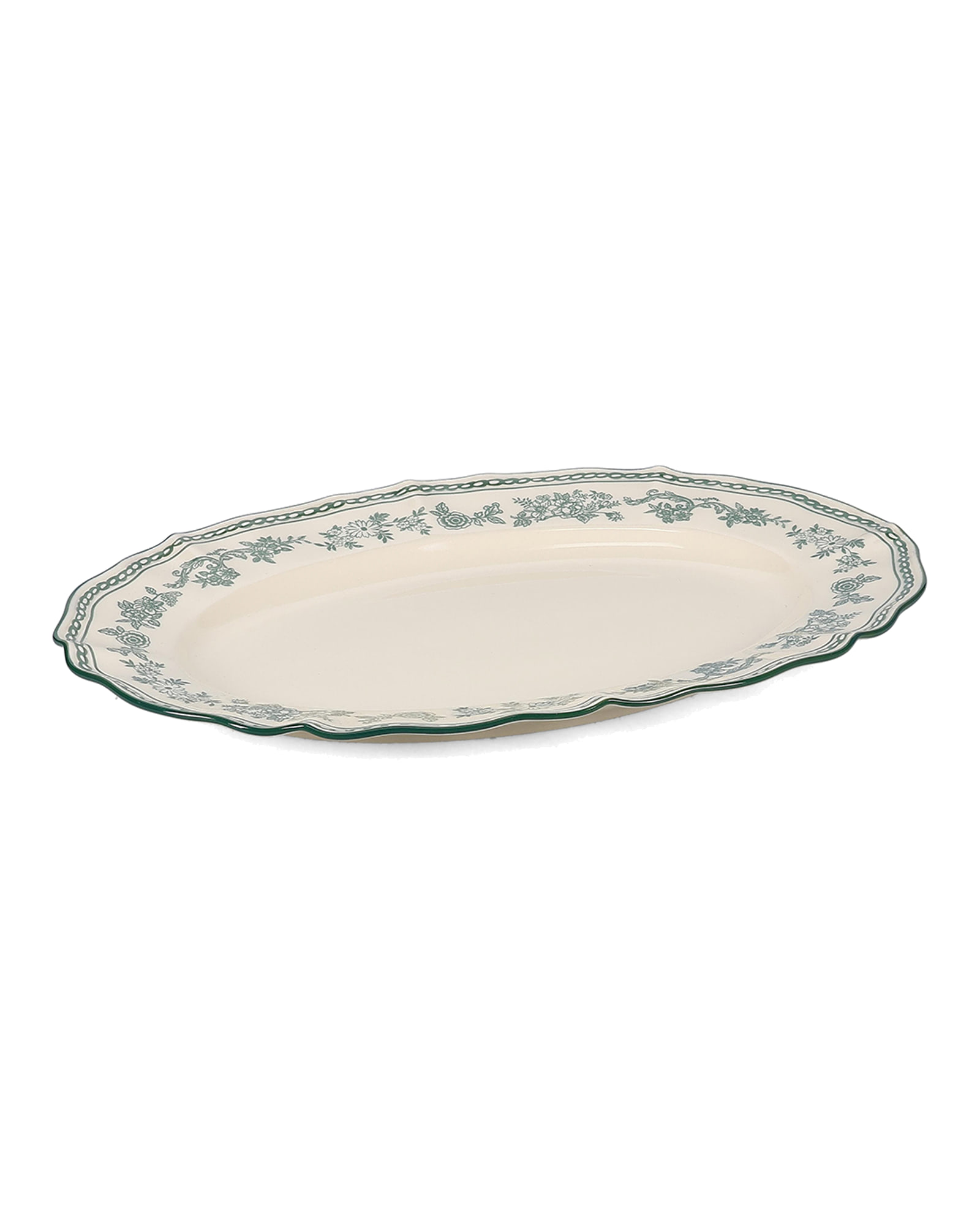 Cyril Servierschale groß aus Porzellan, oval Grün, 32,5 × 22,5 cm, Ansicht 2