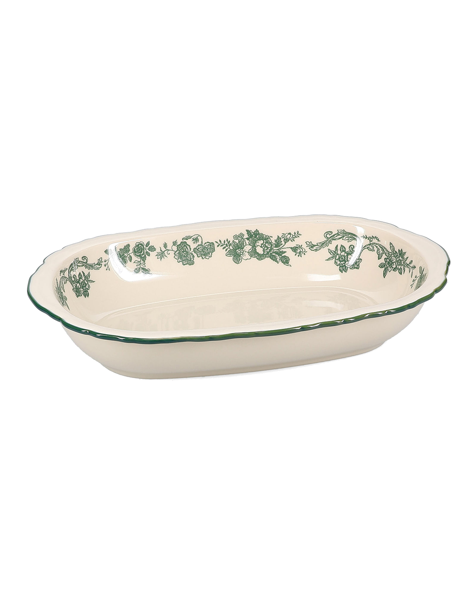 Cyril Servierschale groß aus Porzellan, oval Grün, 31,5 × 21 cm, H 5,5 cm, Ansicht 1
