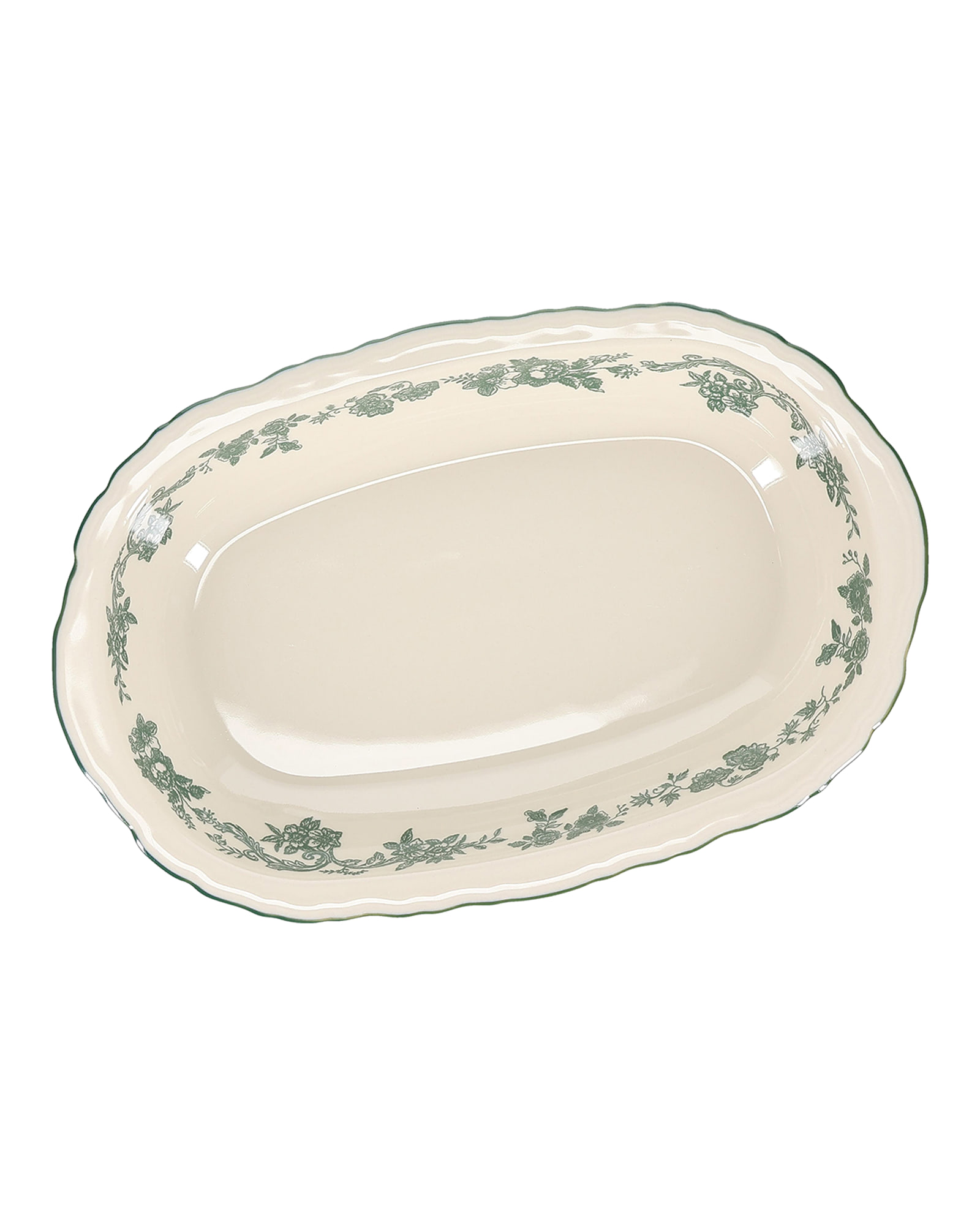Cyril Servierschale groß aus Porzellan, oval Grün, 31,5 × 21 cm, H 5,5 cm, Ansicht 2