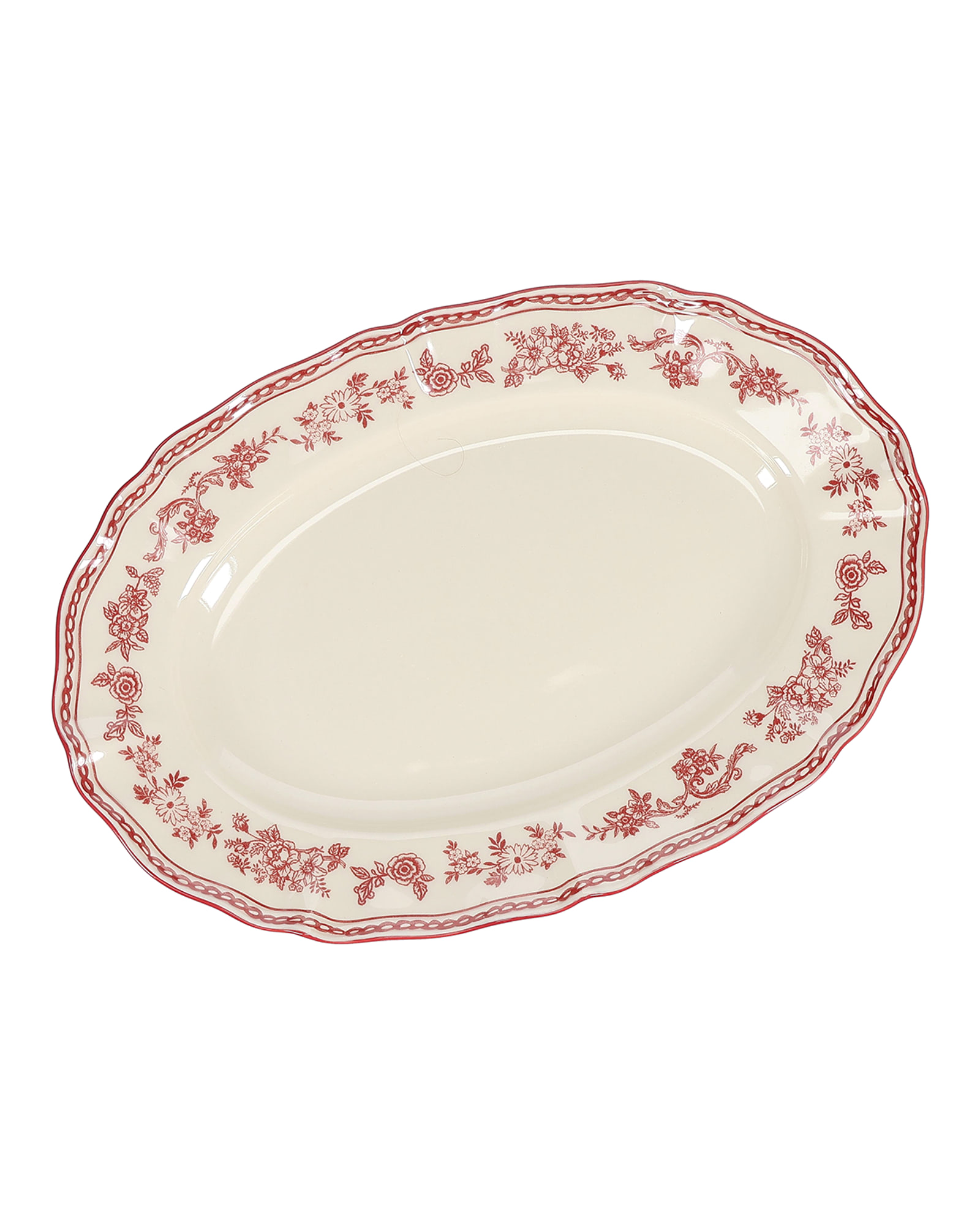 Cyril Servierschale groß aus Porzellan, oval Burgunderrot, 32,5 × 22,5 cm, Ansicht 1