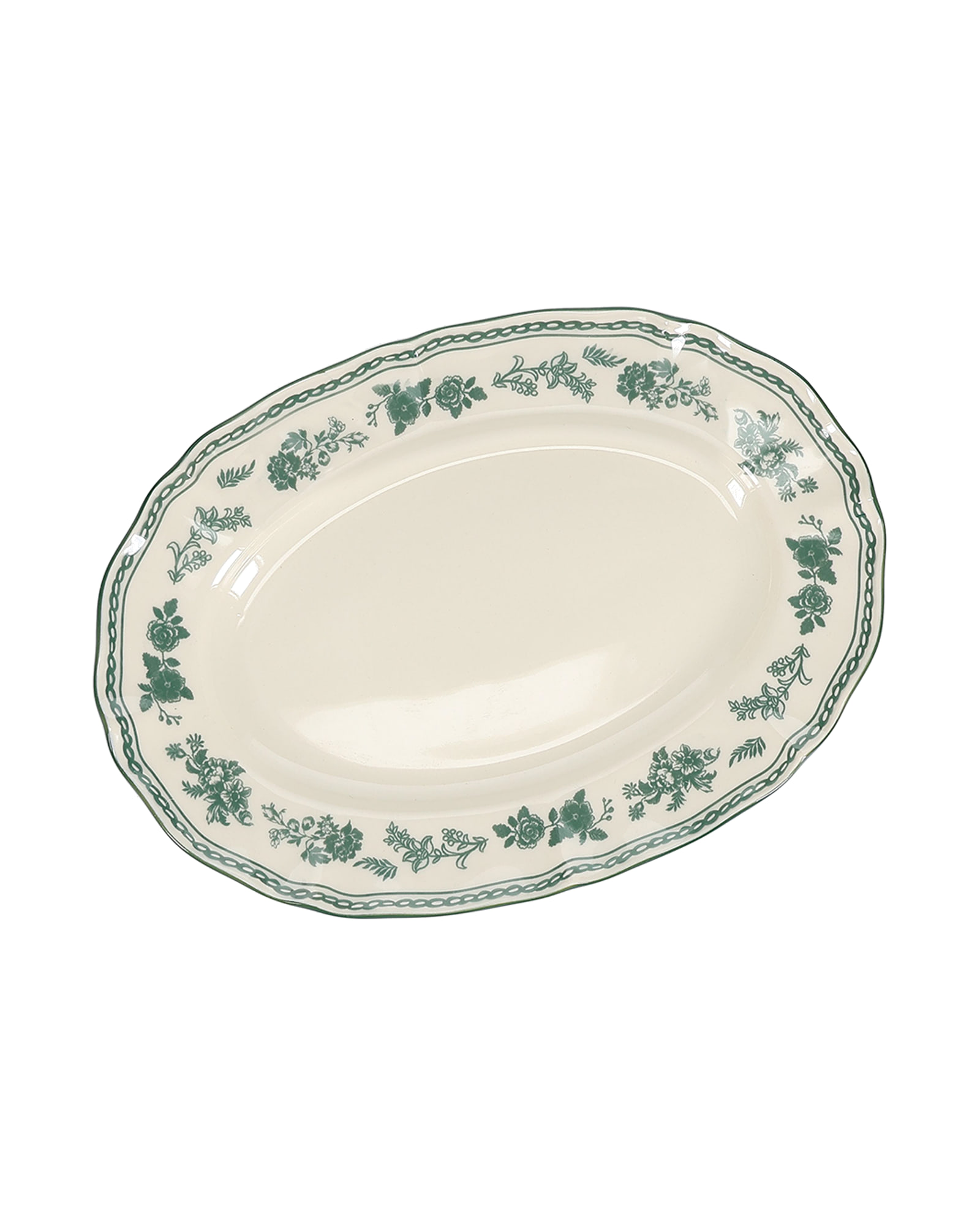Cyril Servierschale oval aus Porzellan, oval Grün, 25,5 × 18 cm, Ansicht 1