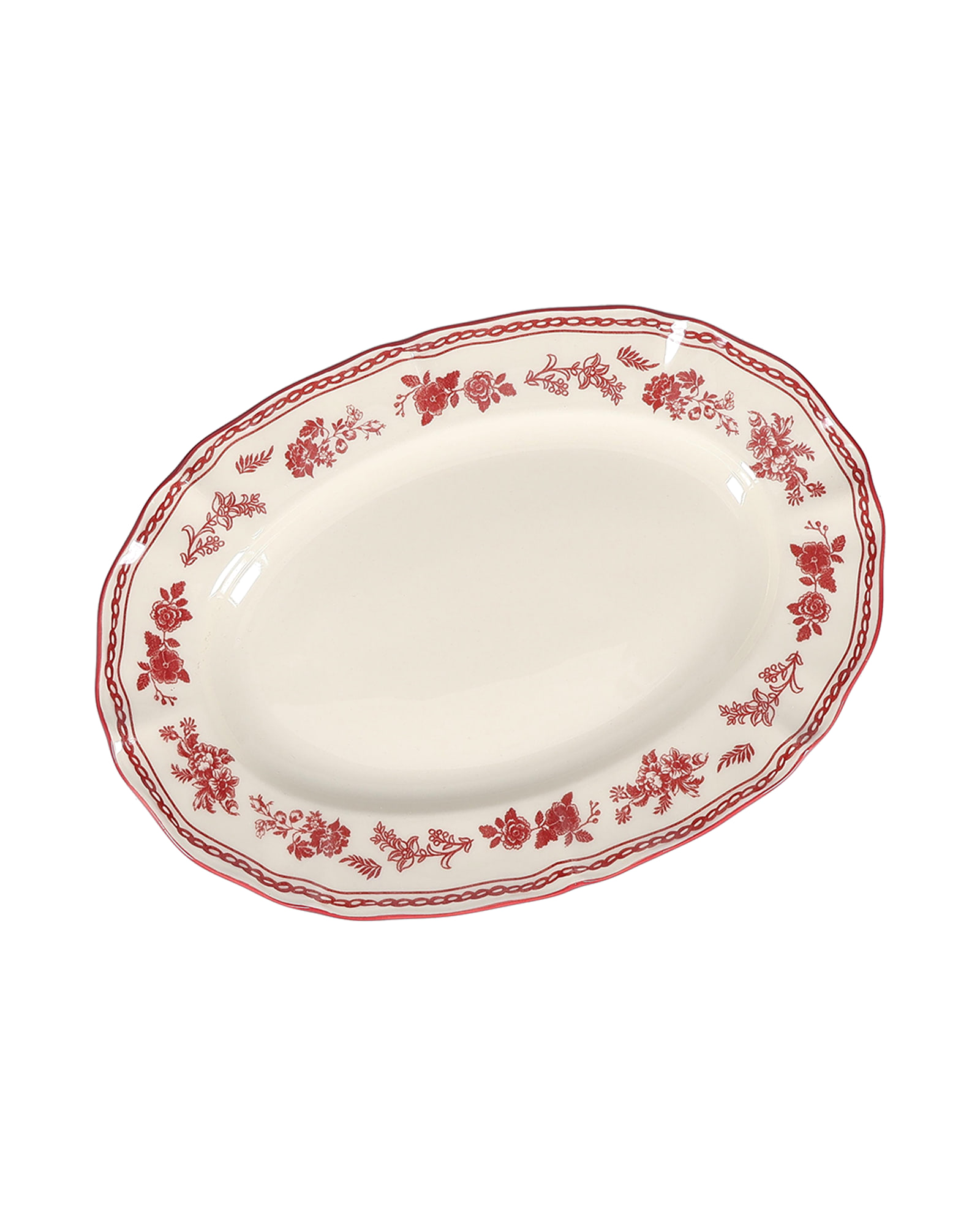Cyril Servierschale oval aus Porzellan, oval Burgunderrot, 25,5 × 18 cm, Ansicht 1