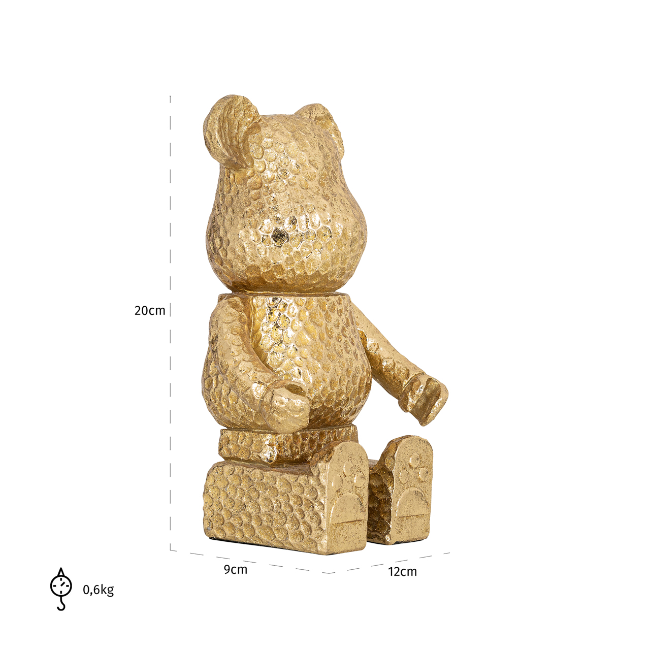 Dekoobjekt Bear, Goldfarben von Richmond Interiors, Maßzeichnung 6