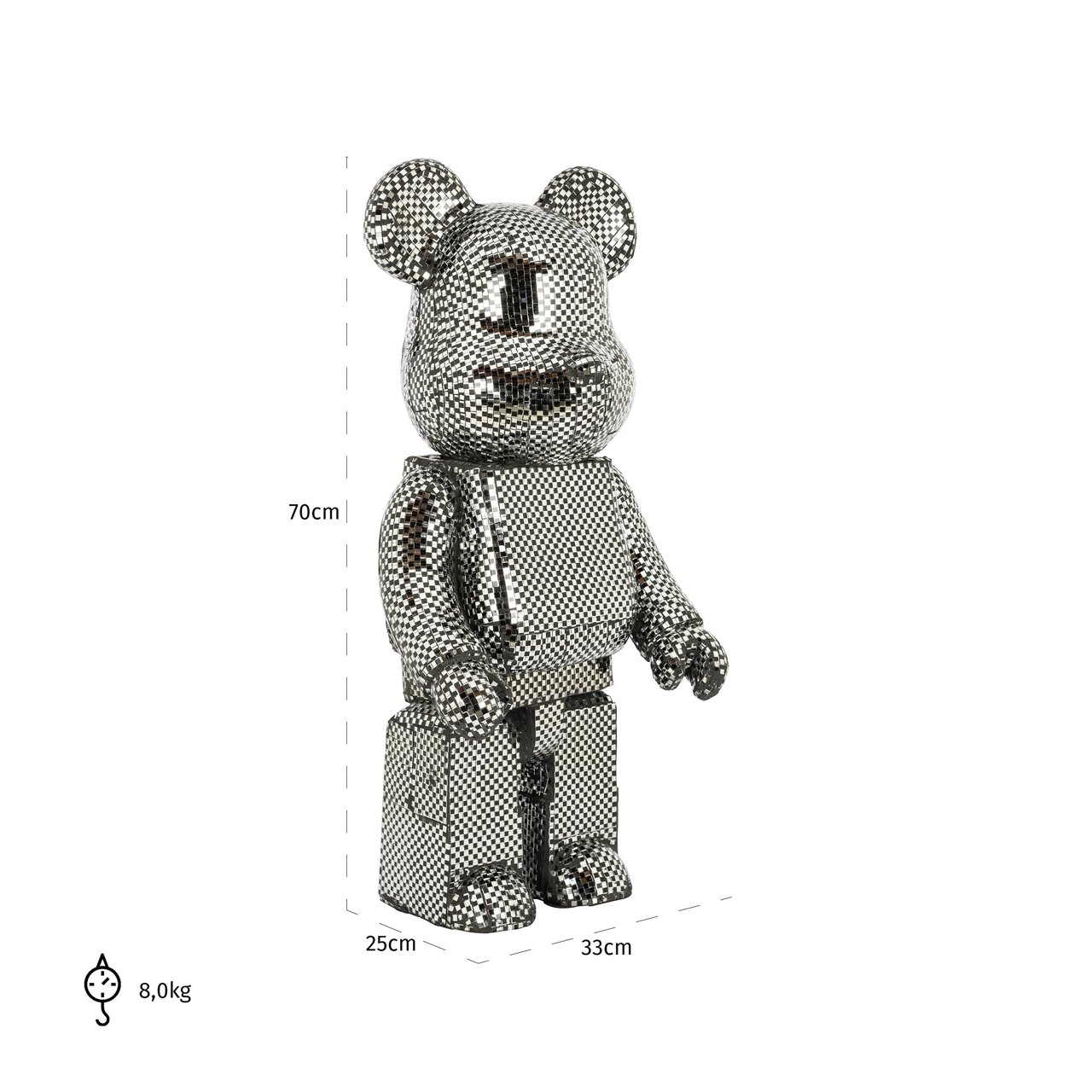 Dekoobjekt Bear, Silberfarben, klein von Richmond Interiors, Maßzeichnung 8