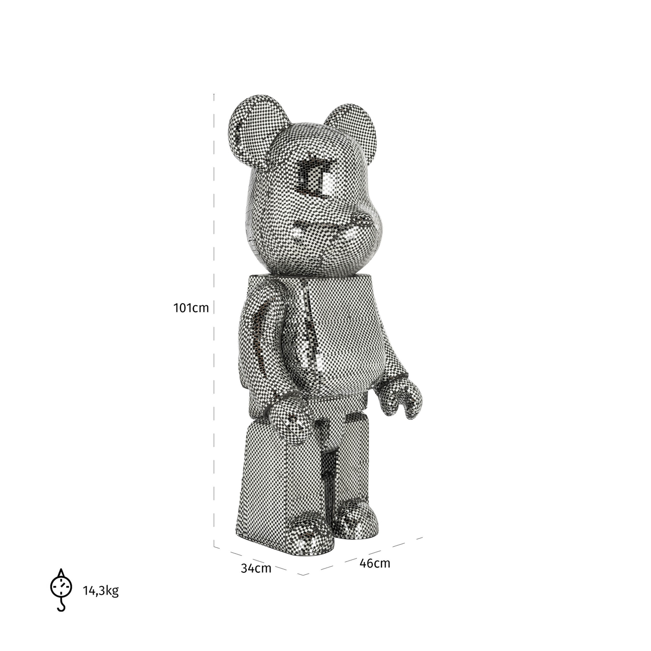 Dekoobjekt Bear, Silberfarben, groß von Richmond Interiors, Maßzeichnung 9
