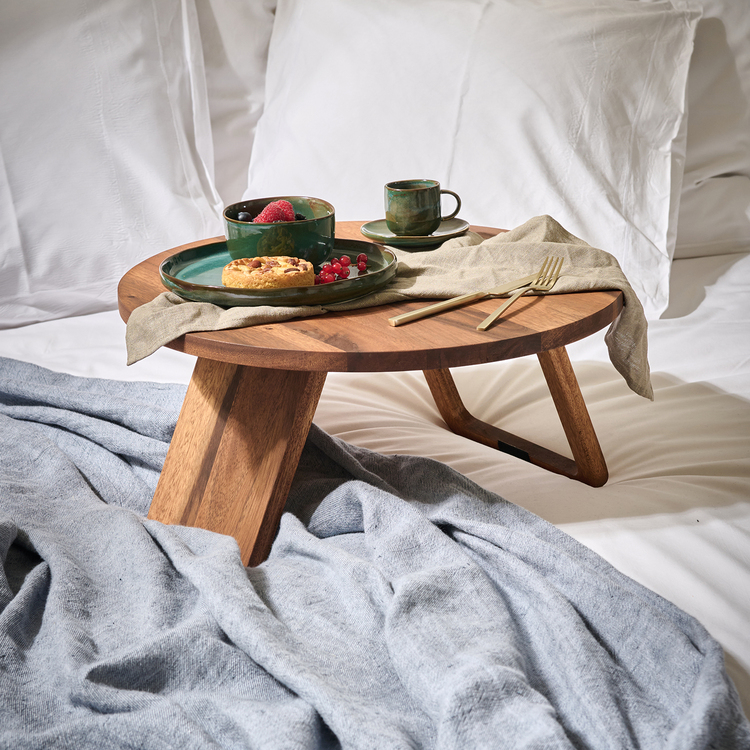 Dina Serviertablett aus Holz mit Fuß, mit Fuß Holz, Ø 48 cm, H 19 cm, Ansicht 5