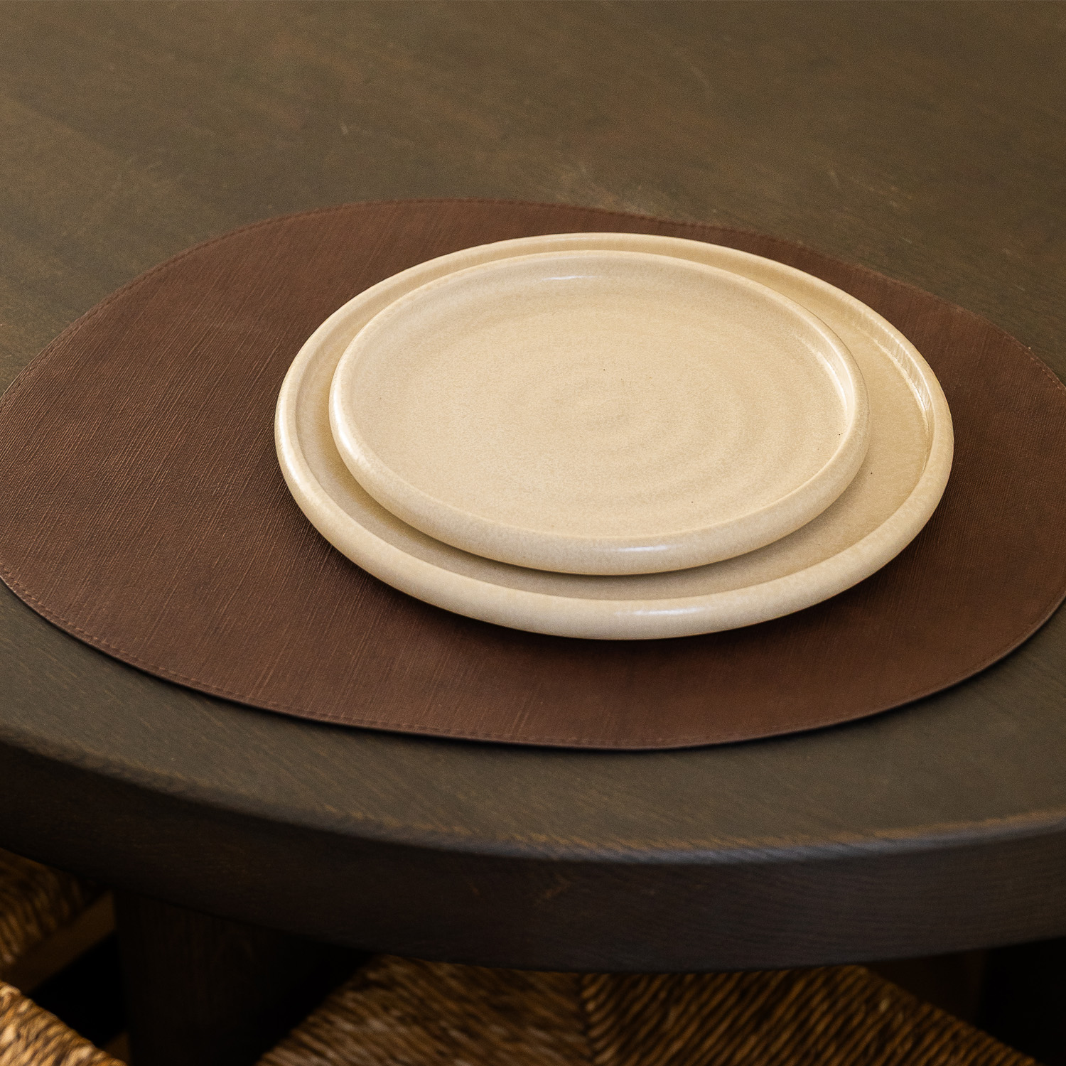 Dinner Platzset, organisch Dunkelbraun, 43,5 × 36,5 cm, Ansicht 3