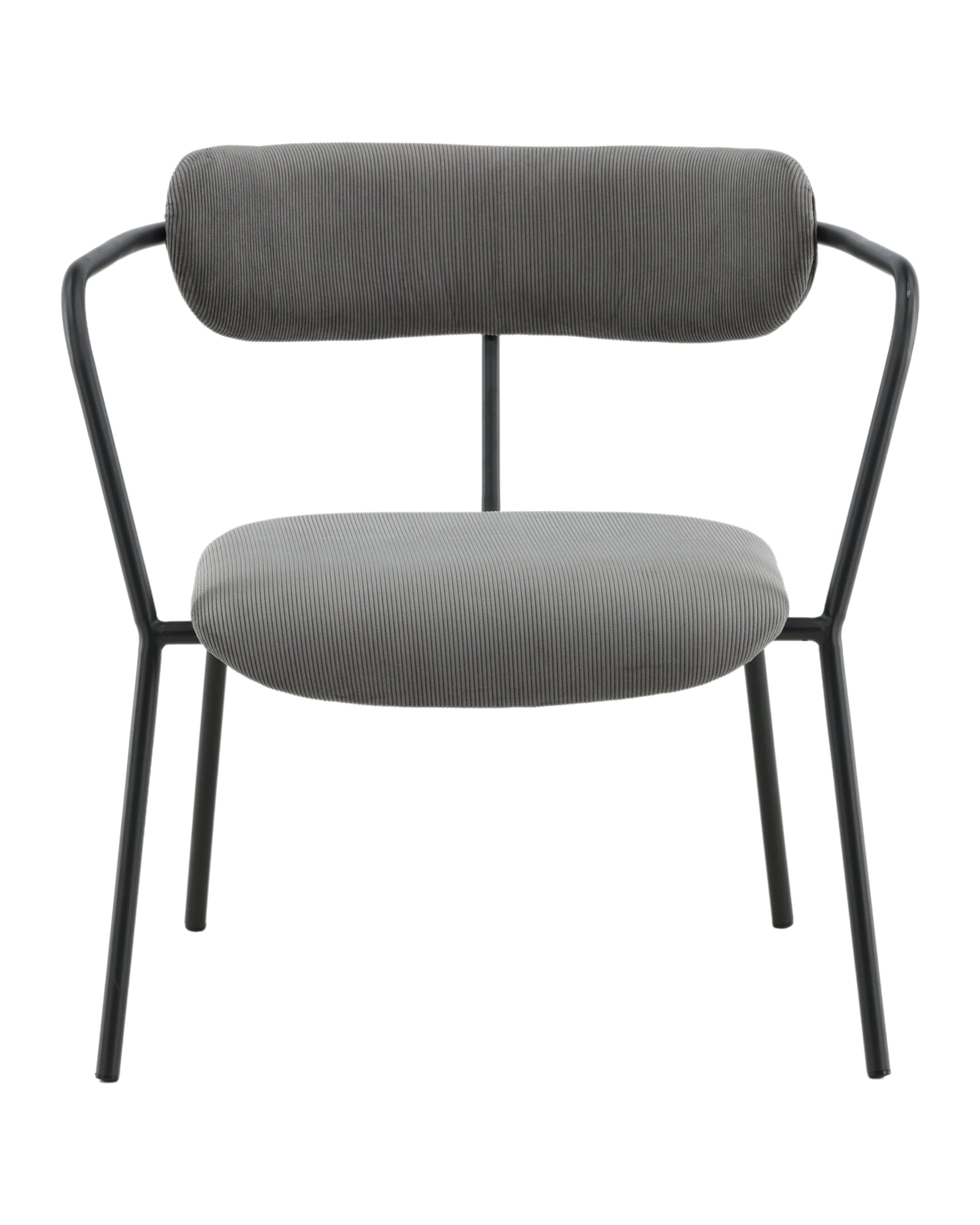 Duffy Cord-Sessel in Grau mit Armlehnen aus schwarzem Metall