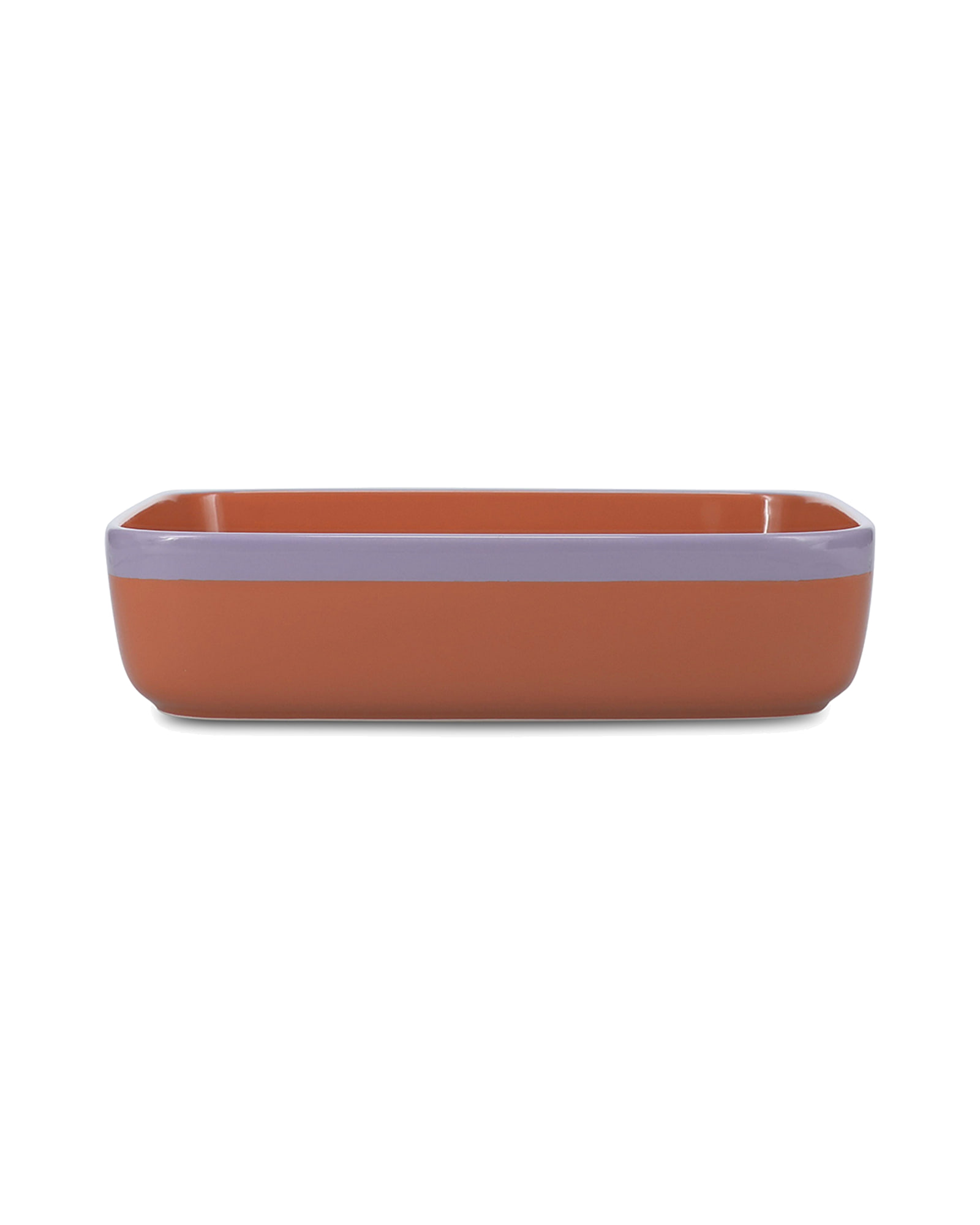 Duo Auflaufform aus Steinzeug, Orange/Lila, 29,5 × 22,5 cm, H 7 cm, Ansicht 3