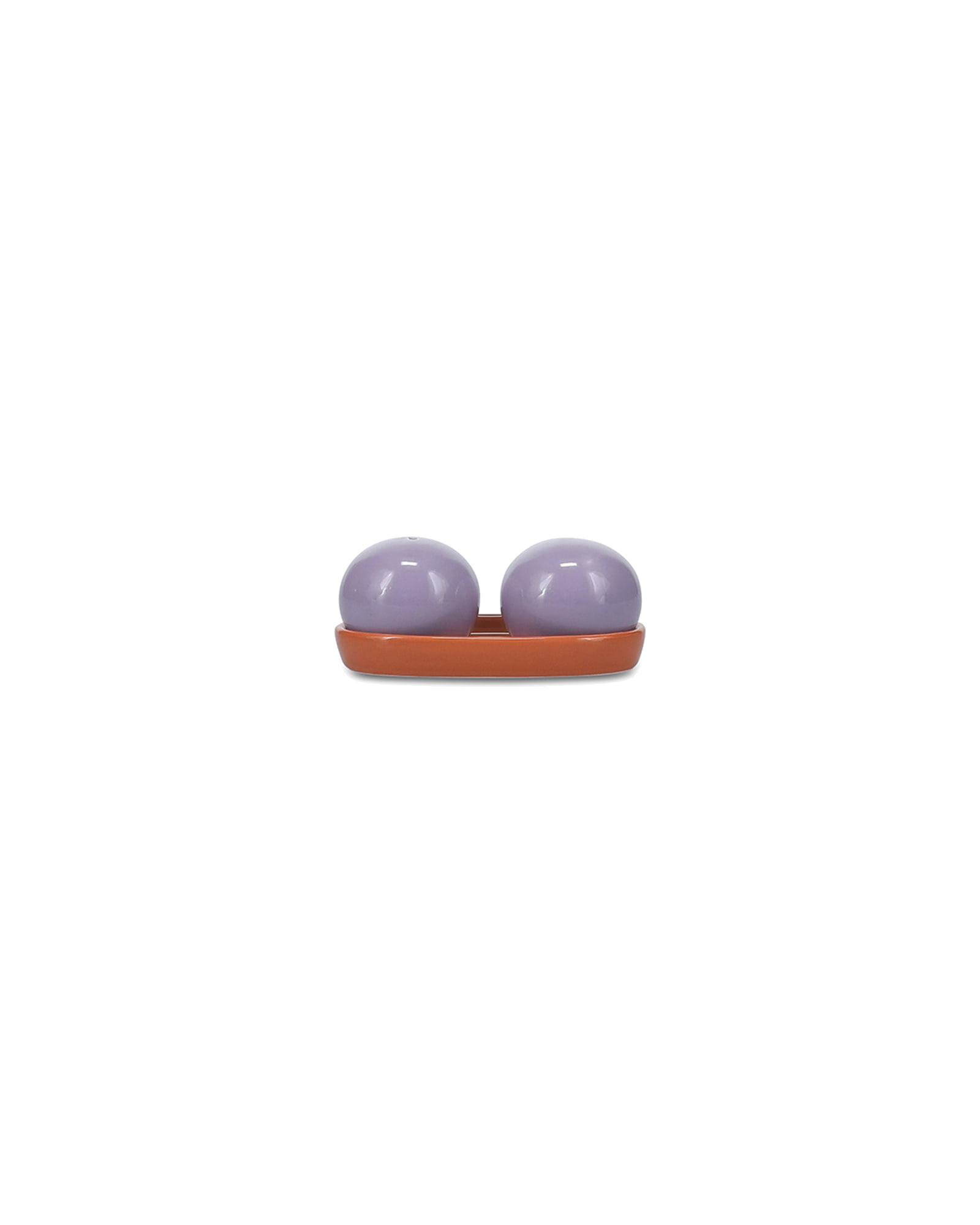 Duo Salz- und Pfefferstreuer aus Steinzeug, Lila/Orange, 3-teilig, Ansicht 4