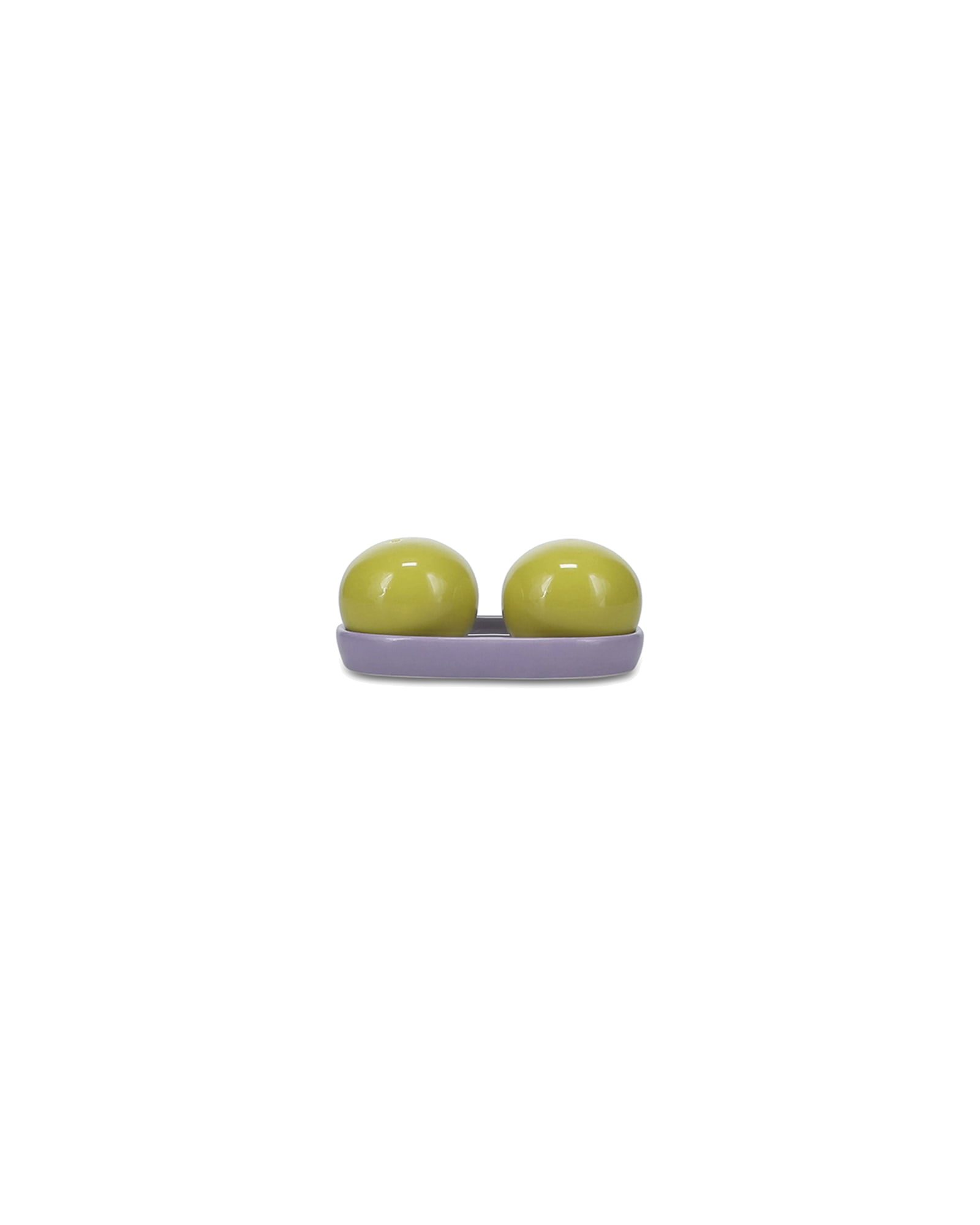 Duo Salz- und Pfefferstreuer aus Steinzeug, Grün/Lila, 3-teilig, Ansicht 4