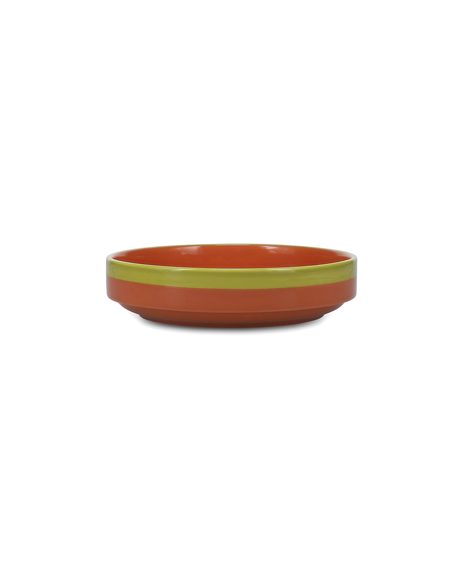 Duo Schale aus Steinzeug, Orange/Grün, 21 × 5 cm, Ansicht 1
