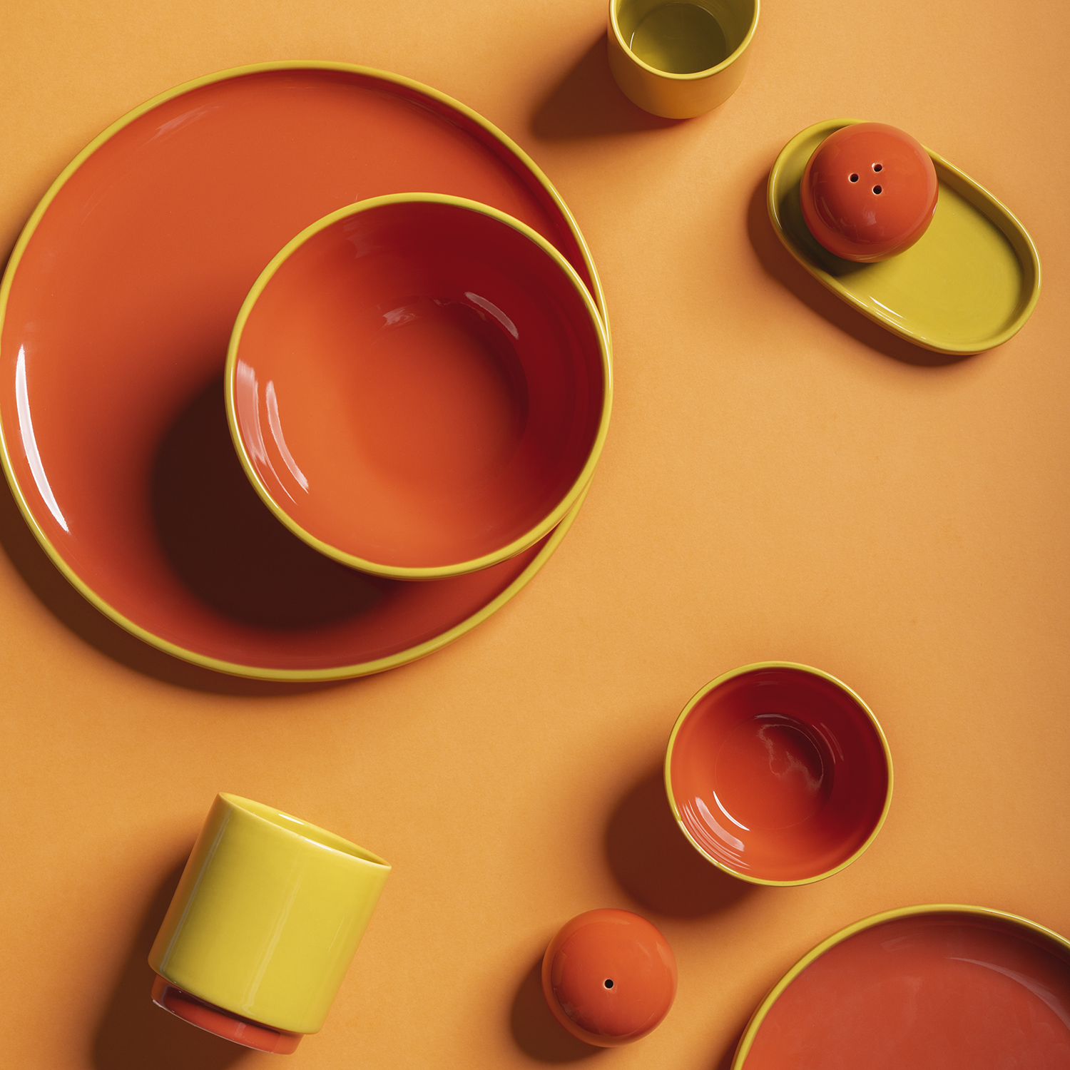 Duo Teller aus Steinzeug, Orange/Grün, Ø 26 cm, H 2,5 cm, Ansicht 3