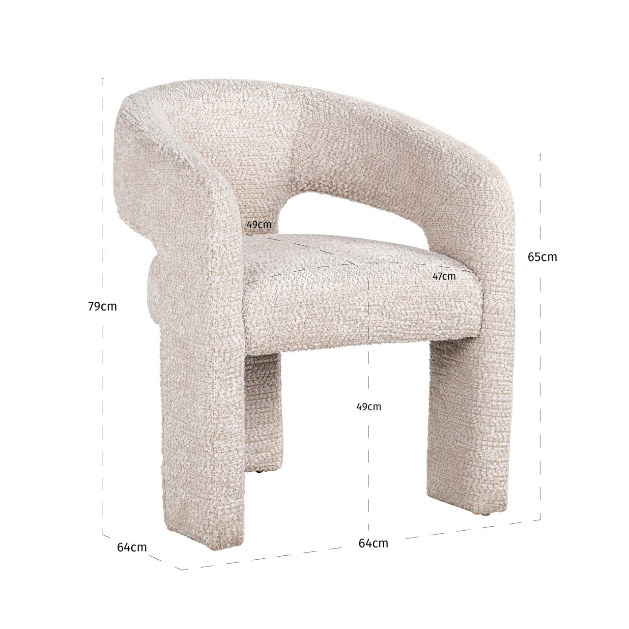 Esszimmerstuhl Belle, Lovely cream, feuerhemmend von Richmond Interiors, Maßzeichnung 12