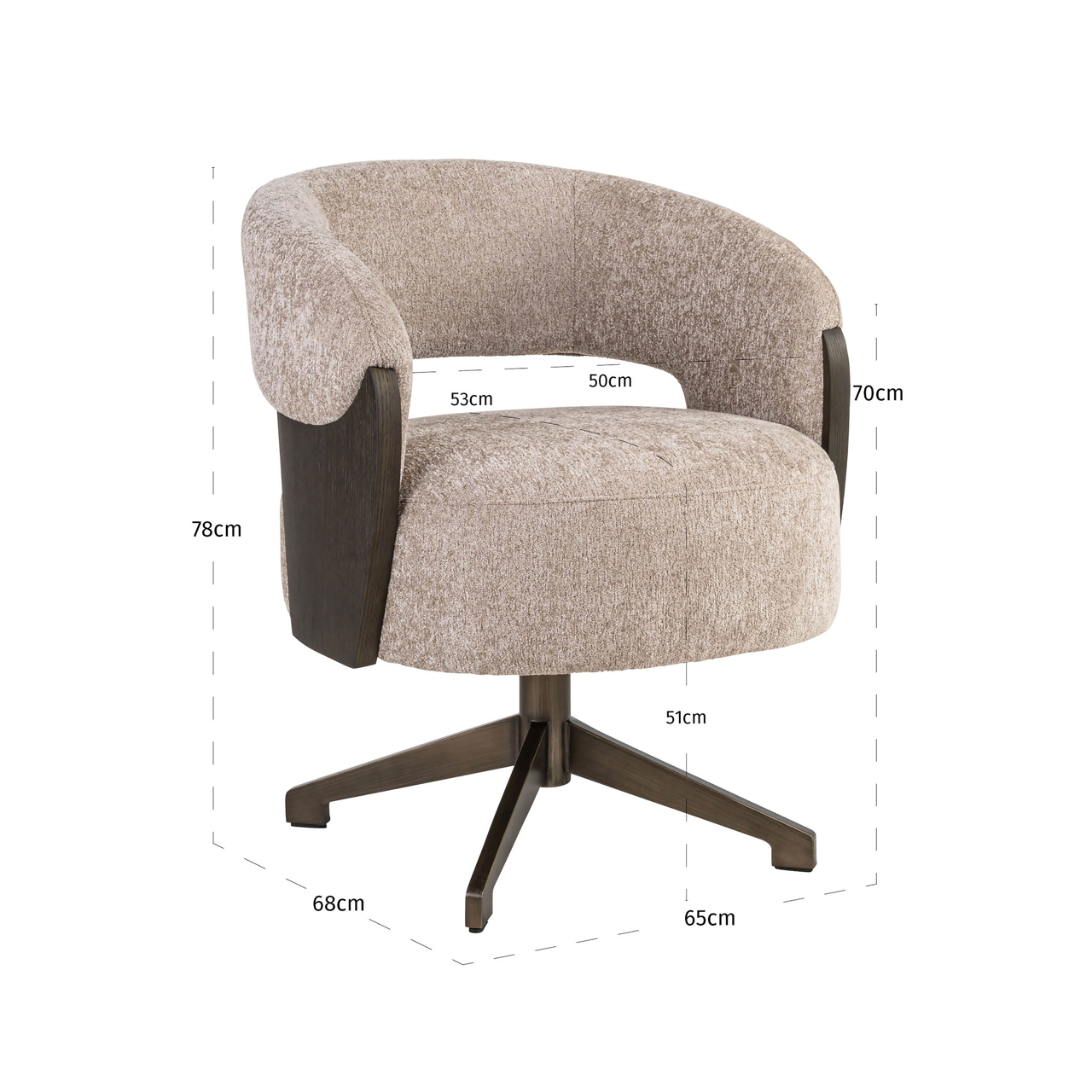 Esszimmerstuhl Pollux, Be easy sand, drehbar von Richmond Interiors, Maßzeichnung 9
