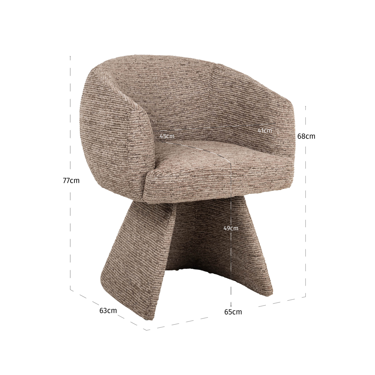Esszimmerstuhl Quiriro, Mocca linear, drehbar von Richmond Interiors, Maßzeichnung 9