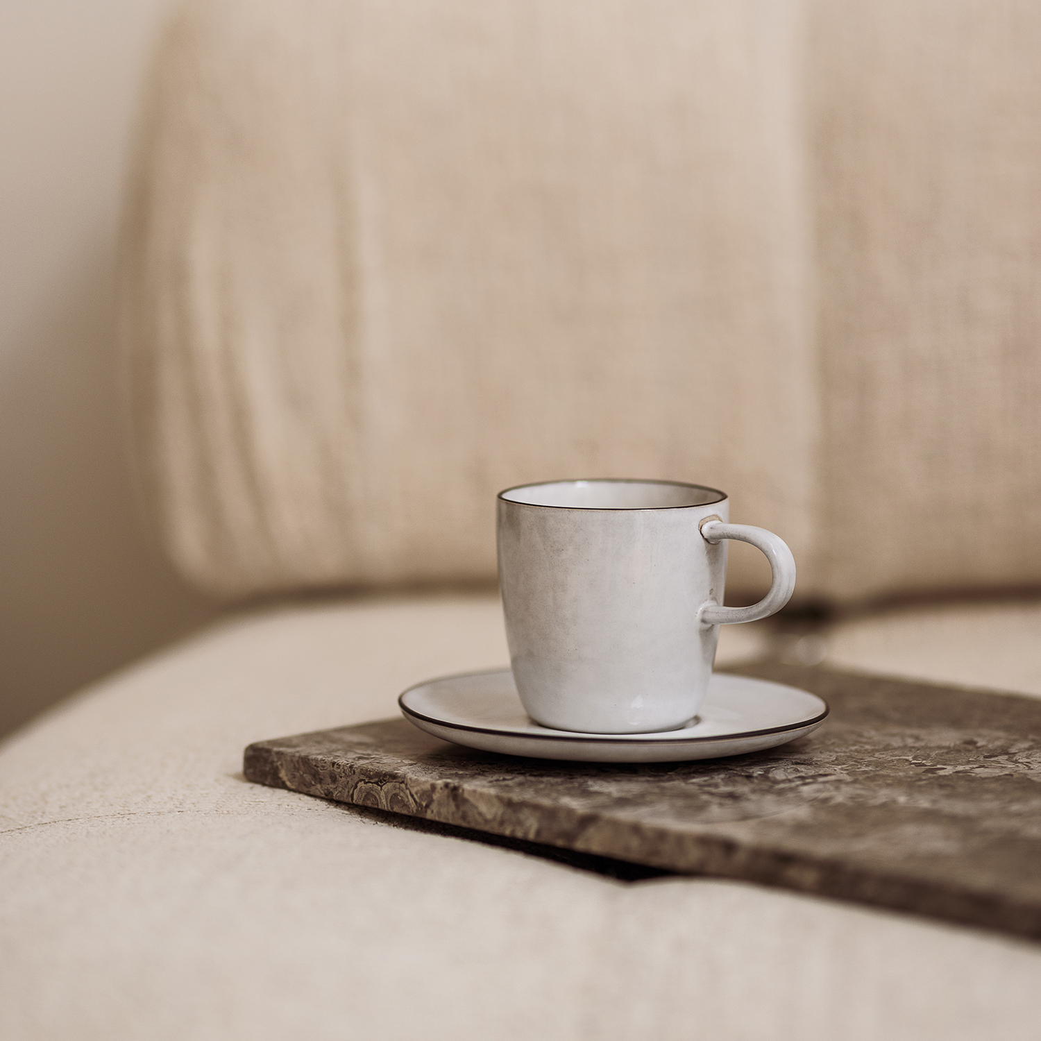 Fina Tasse aus Steinzeug, Weiß, 180 ml, Ansicht 3
