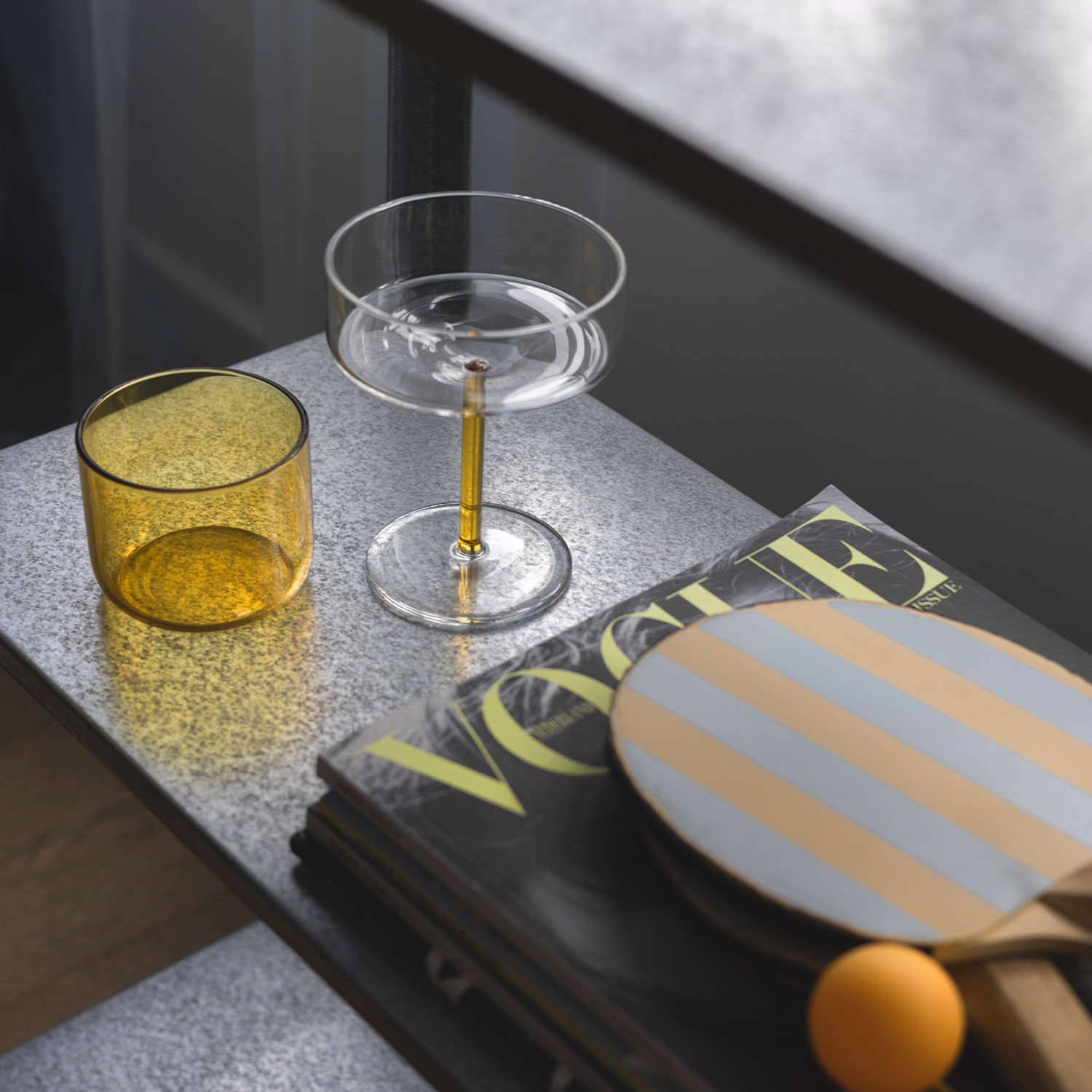 Fizz Trinkglas aus durchgefärbtem Glas, Gelb, 290 ml, Ansicht 5