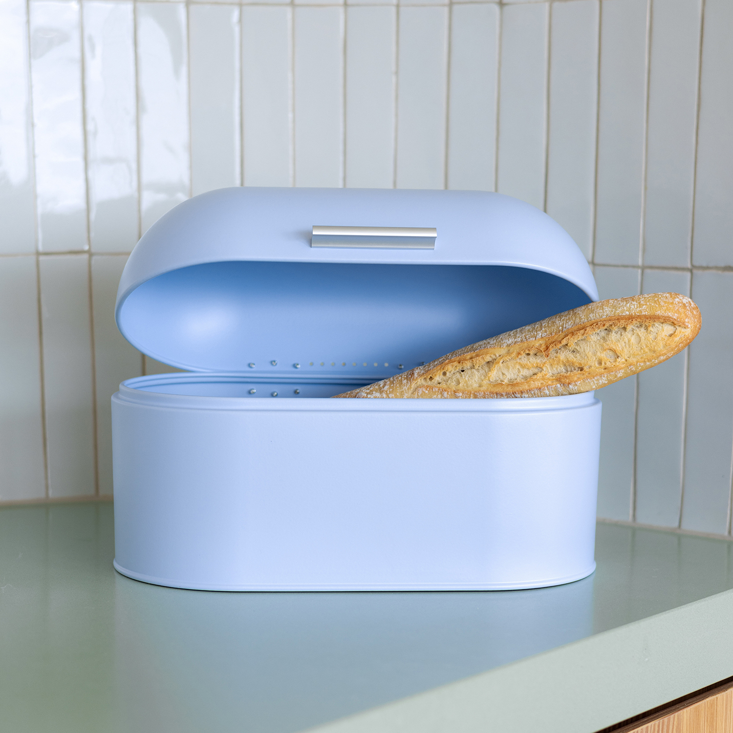 Fresh Brotkasten aus Metall, Hellblau, 33,5 × 18 cm, H 21,5 cm, Ansicht 4