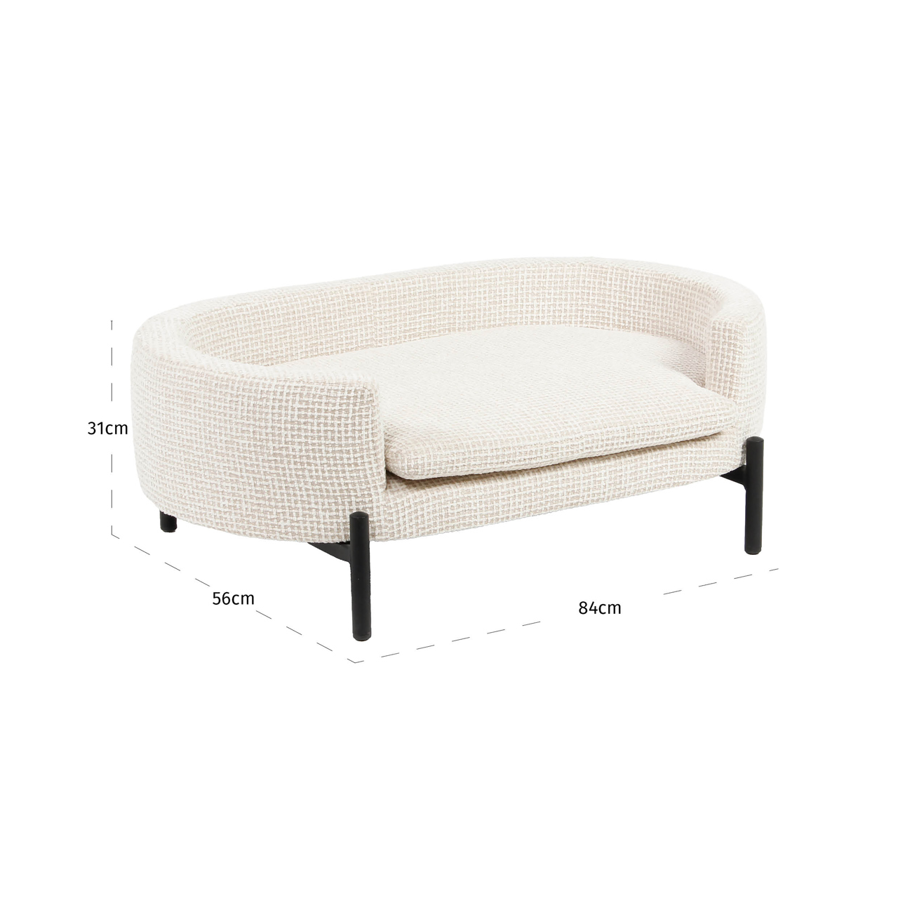 Hundebett Dolly, Beige blockweave von Richmond Interiors, Maßzeichnung 11