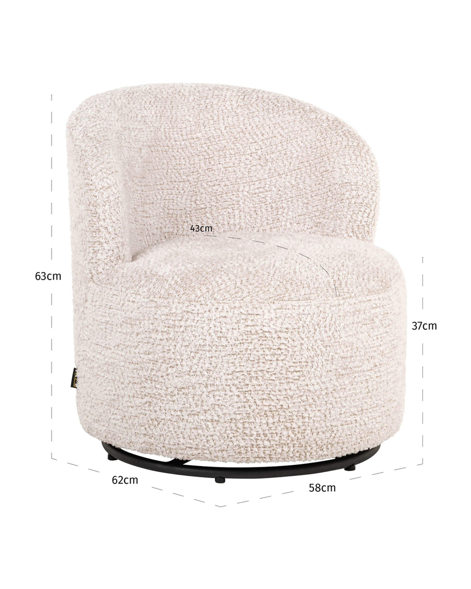 Sessel Jackie, Lovely cream, drehbar von Richmond Interiors, Produktansicht 8