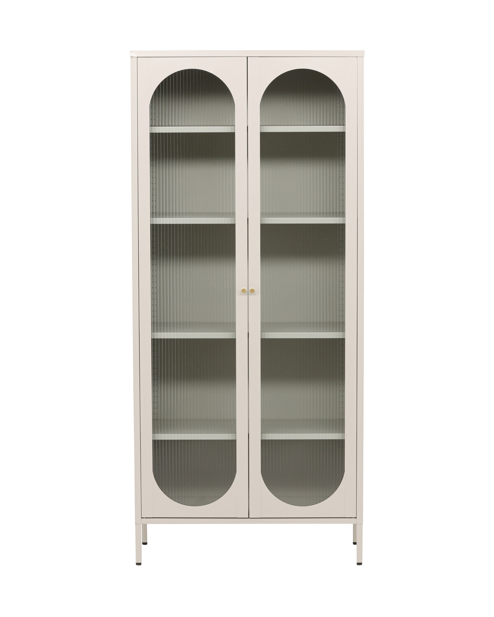 Lima Highboard aus Stahl mit gerundeten Glastüren, 180 cm hoch