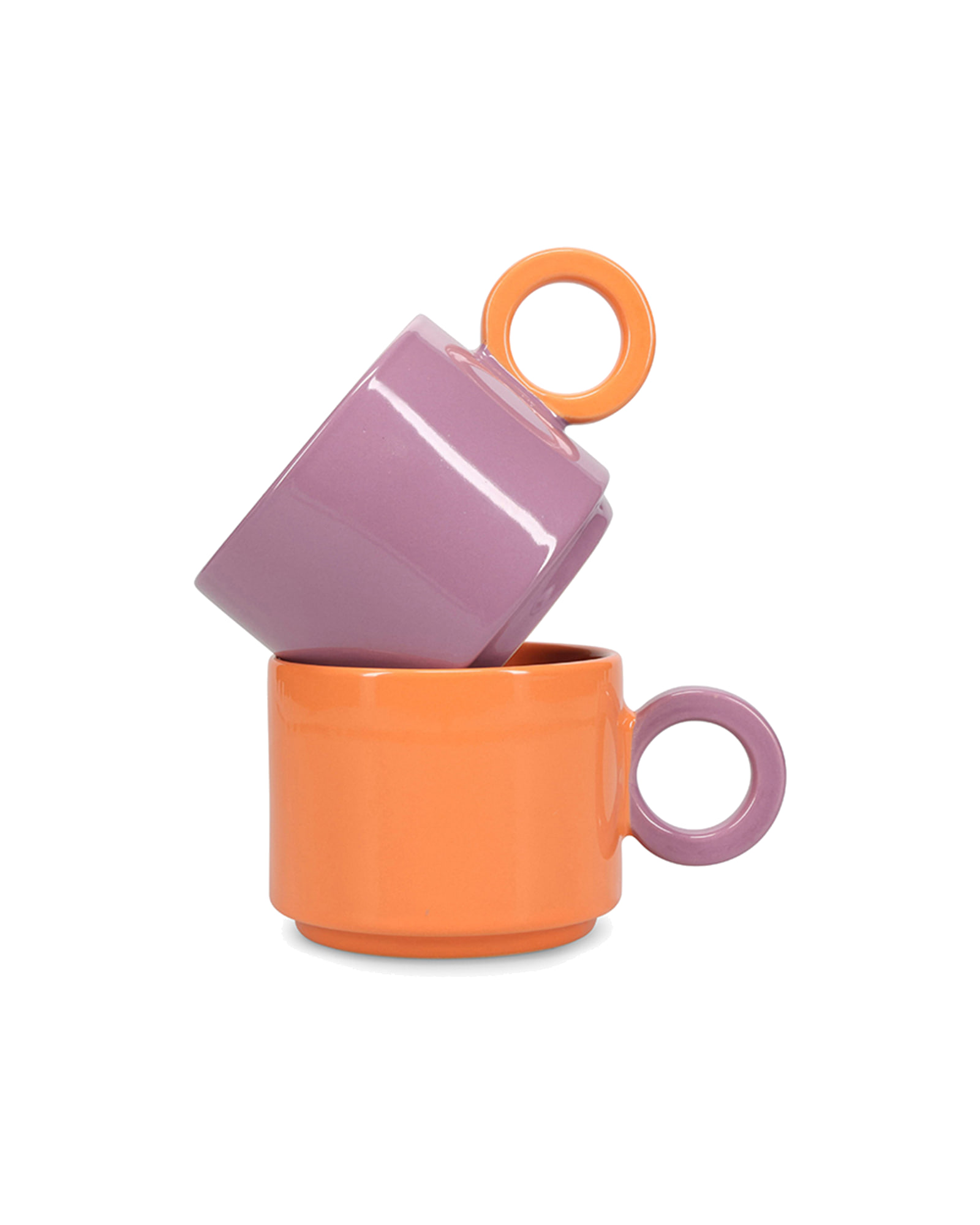 Lou Becher aus Steinzeug, Lila/Orange, 280 ml, Ansicht 2