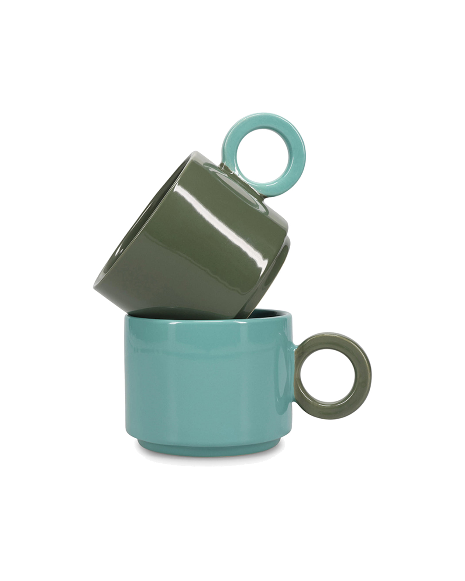 Lou Becher aus Steinzeug, Blau/Grün, 280 ml, Ansicht 2
