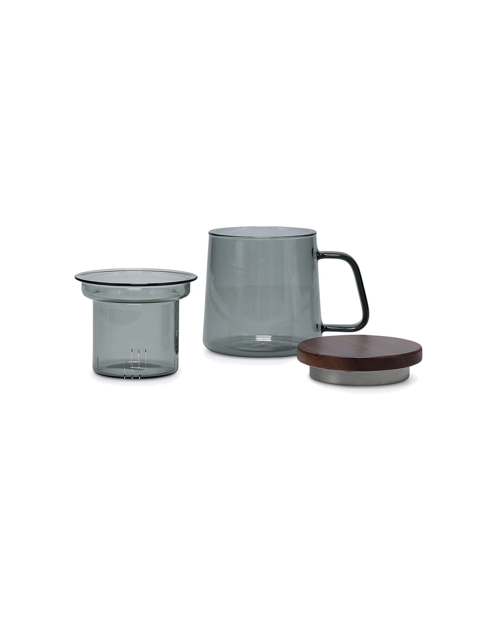 Luma Becher aus Glas mit Glasfilter und Deckel, mit Glasfilter und Deckel Grau, 9,8 cm hoch, Ansicht 2