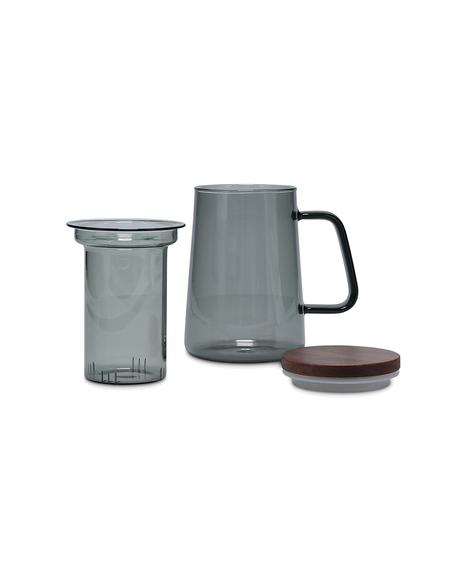 Luma Becher aus Glas mit Glasfilter und Deckel, mit Glasfilter und Deckel Grau, 14,6 cm hoch, Ansicht 2