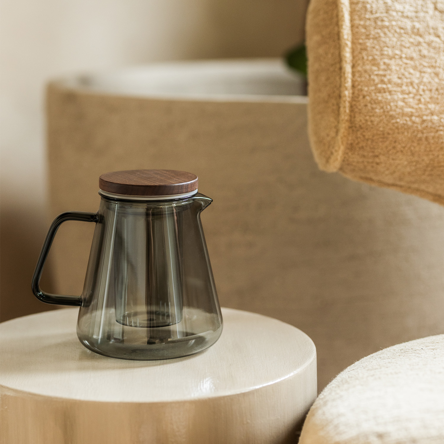 Luma Teekanne aus Glas mit Glasfilter, mit Glasfilter und Deckel Grau, 930 ml, Ansicht 4