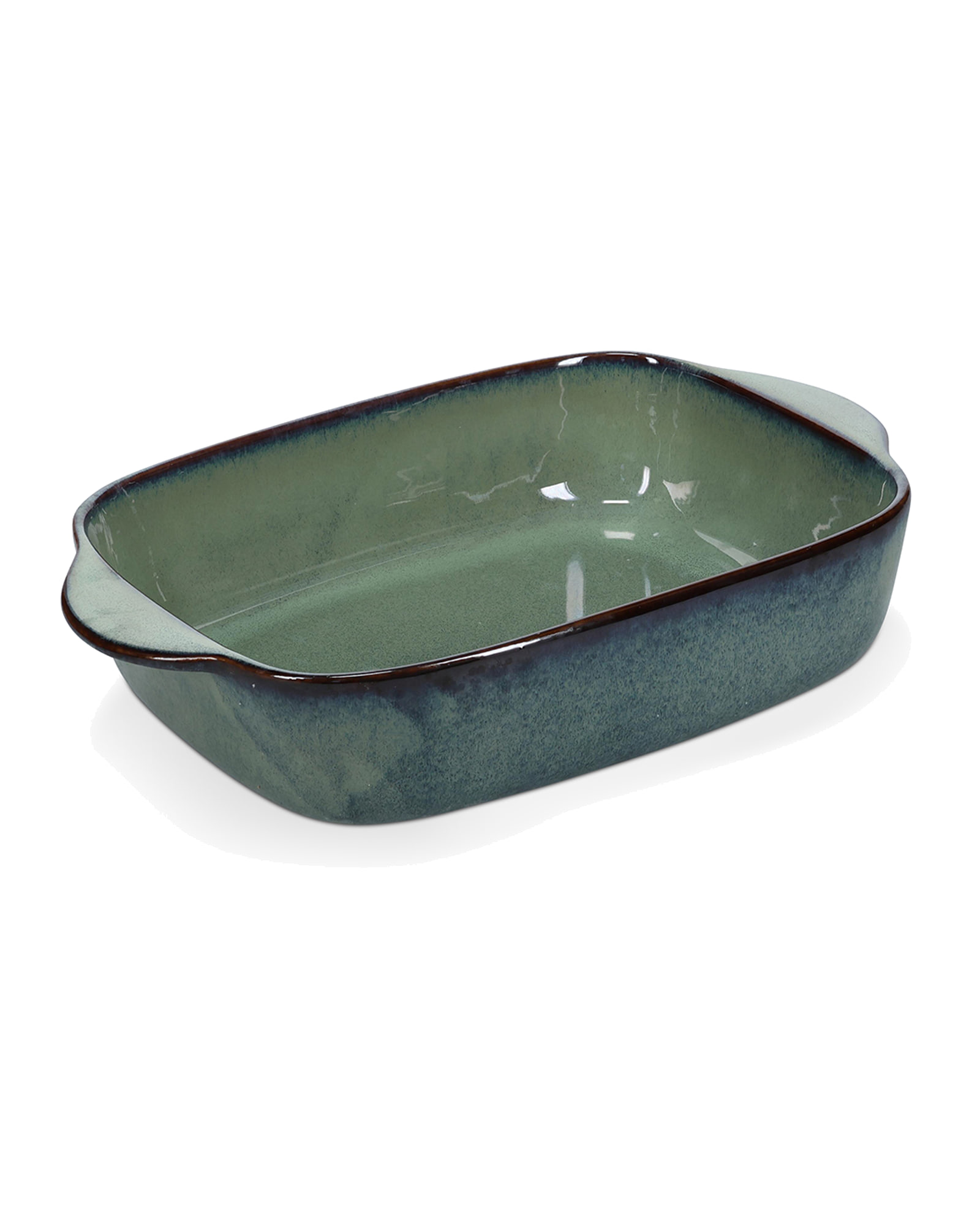 Meridian Auflaufform aus Steinzeug, Grün/Blau, 32 × 20,5 cm, H 7 cm, Ansicht 1