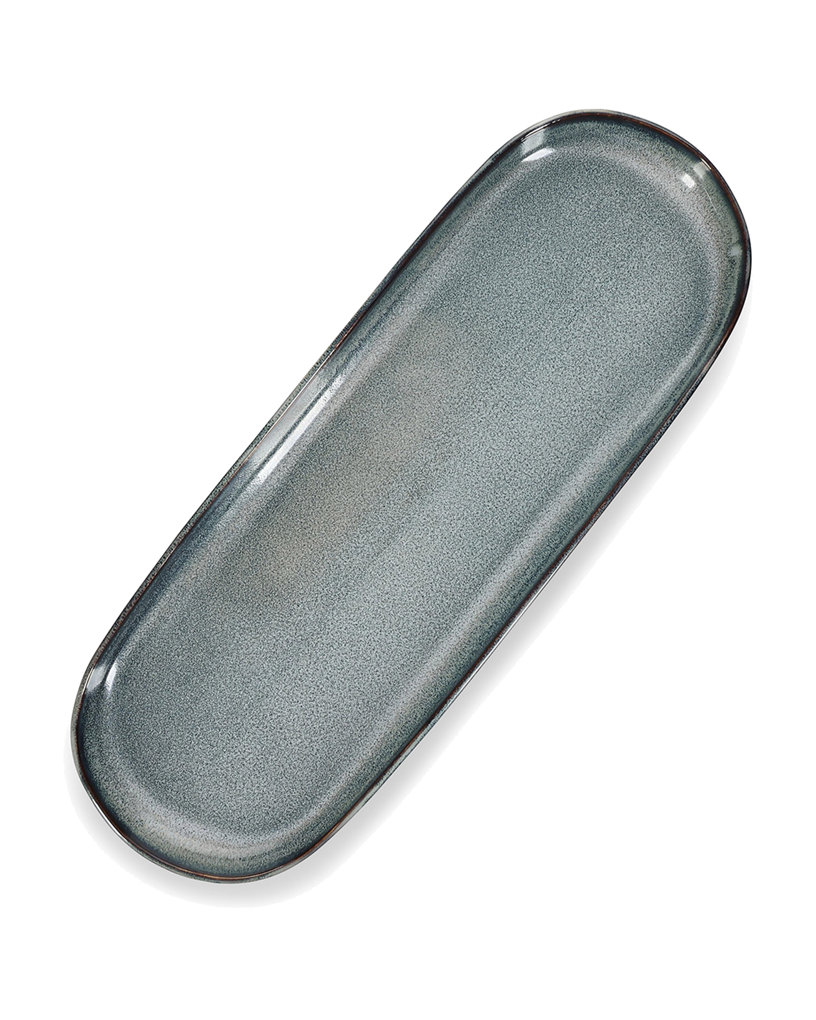 Meridian Servierschale aus Steinzeug, Grün/Blau, 38,5 × 14 cm, H 2,5 cm, Ansicht 1