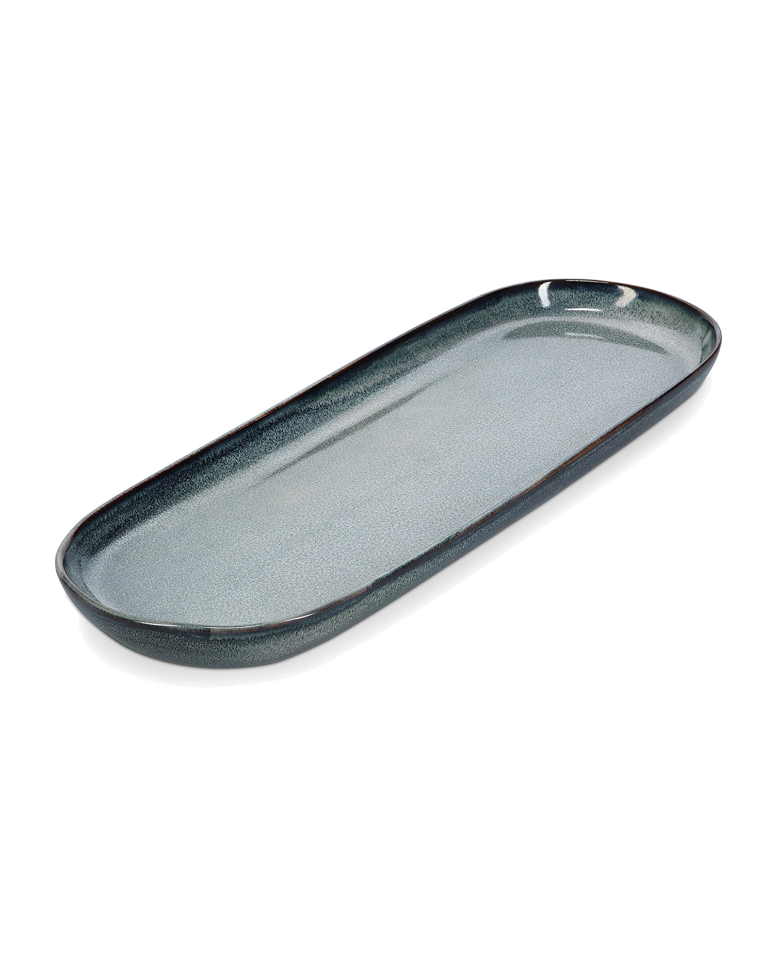 Meridian Servierschale aus Steinzeug, Grün/Blau, 38,5 × 14 cm, H 2,5 cm, Ansicht 2