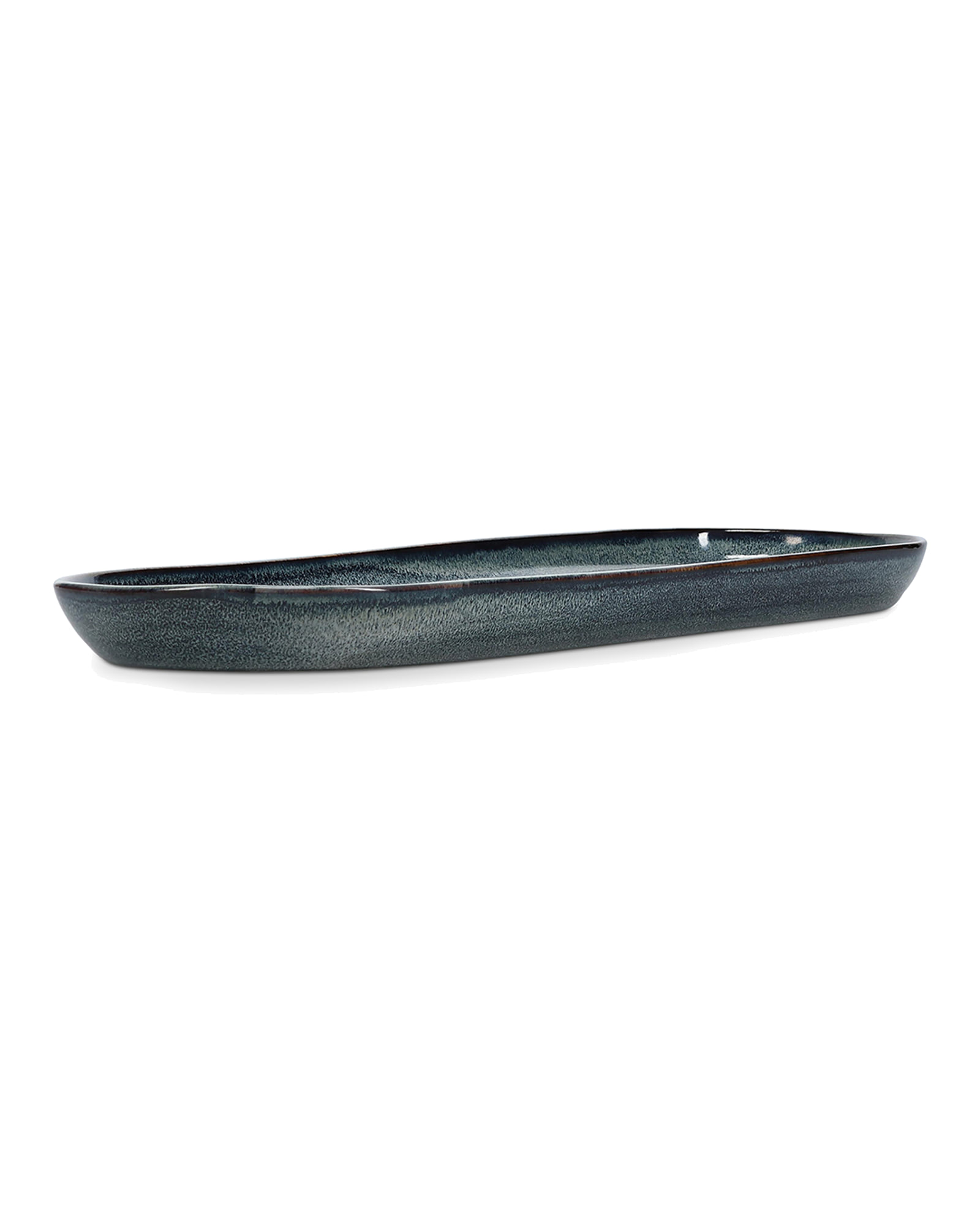 Meridian Servierschale aus Steinzeug, Grün/Blau, 38,5 × 14 cm, H 2,5 cm, Ansicht 3
